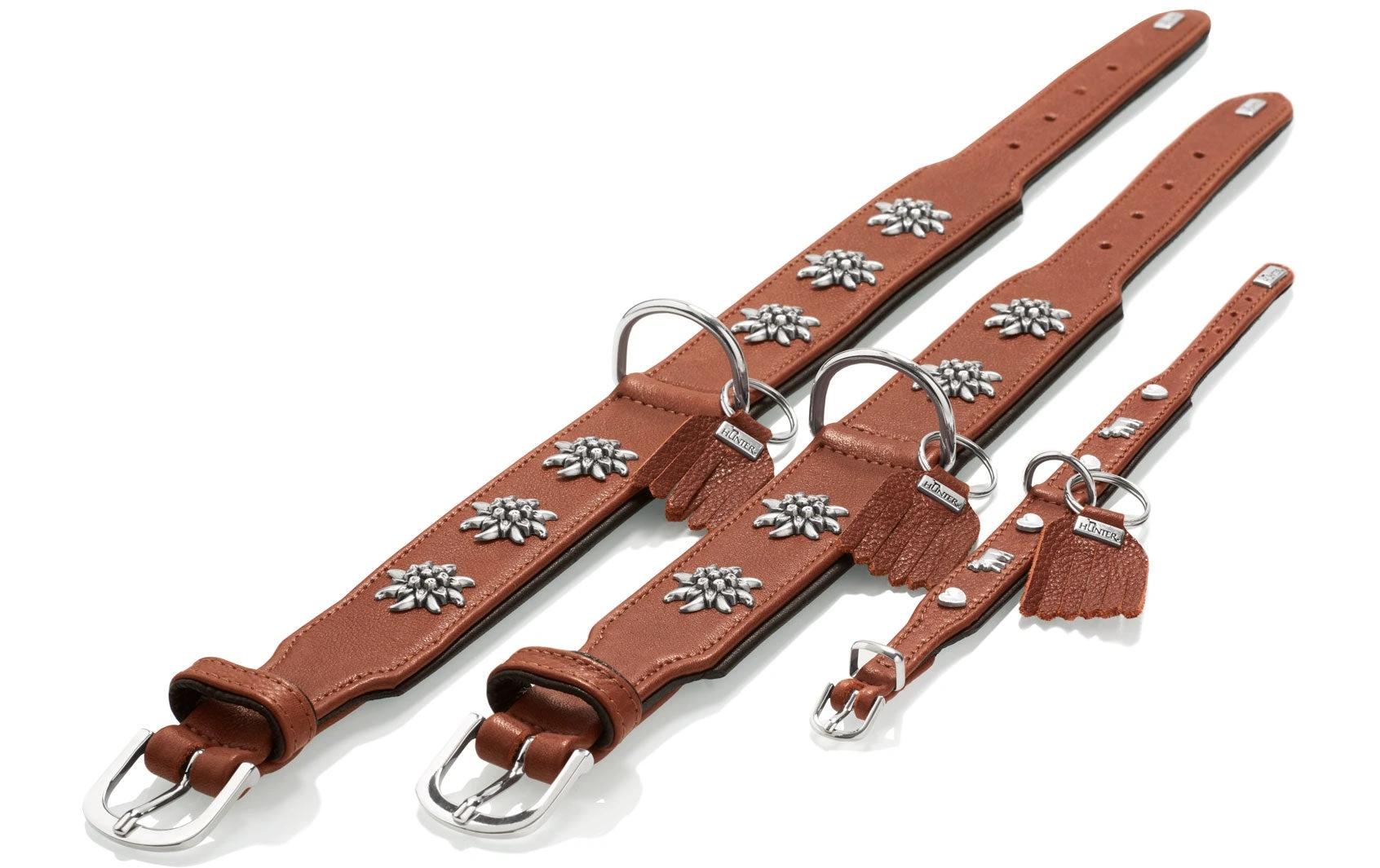 Hunter Halsband München Mini 27/XXS-XS, Rindsleder, Cognac/Schwarz