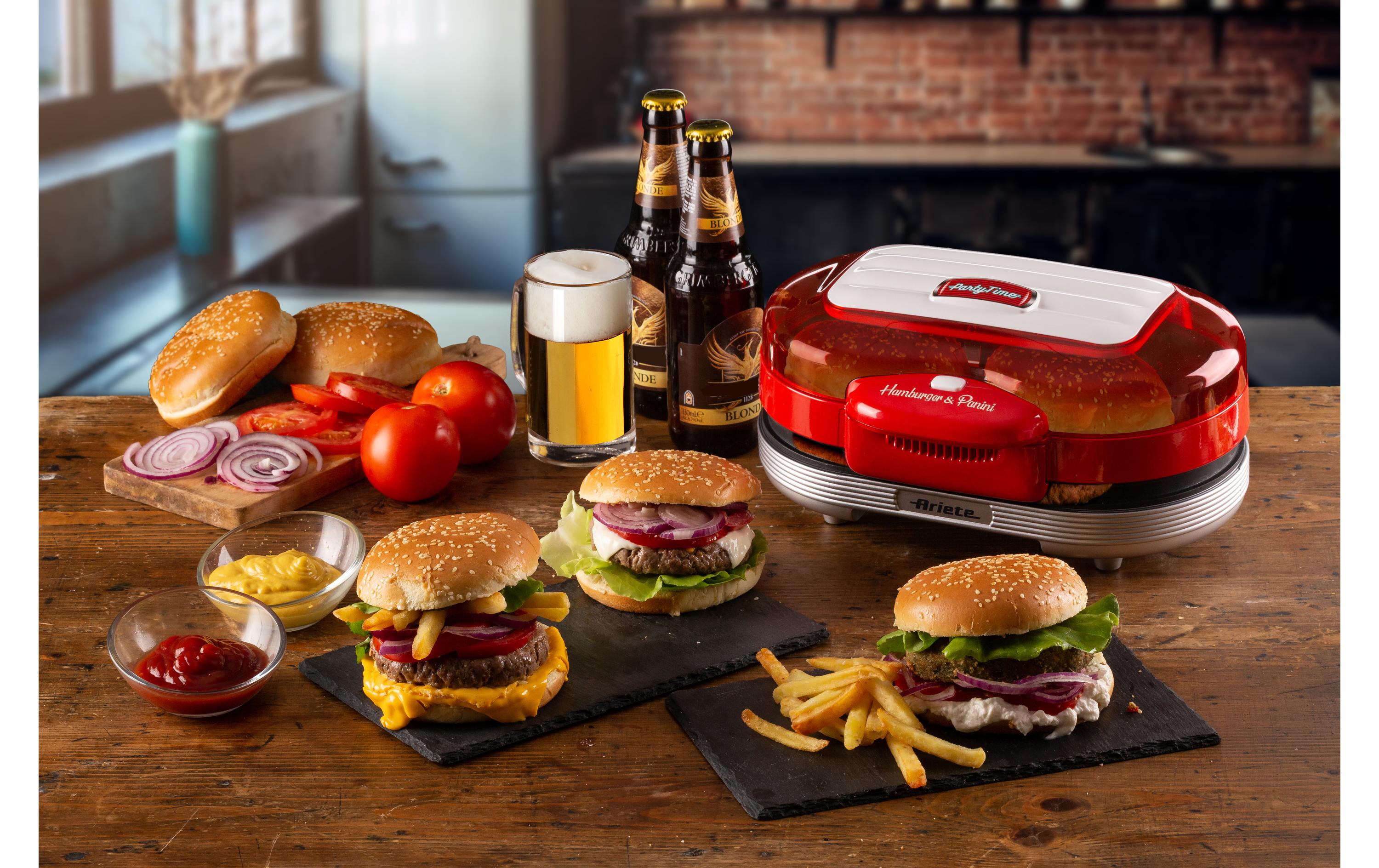 Ariete Hamburger-Grill Party Time ARI-205-RD 1200 W, Rot/Weiss