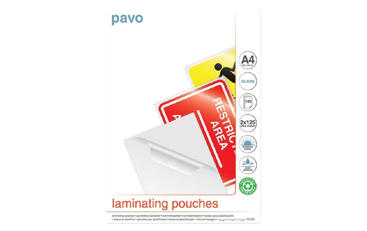 Pavo Laminierfolie A4, 125 µm, 100 Stück, Glänzend