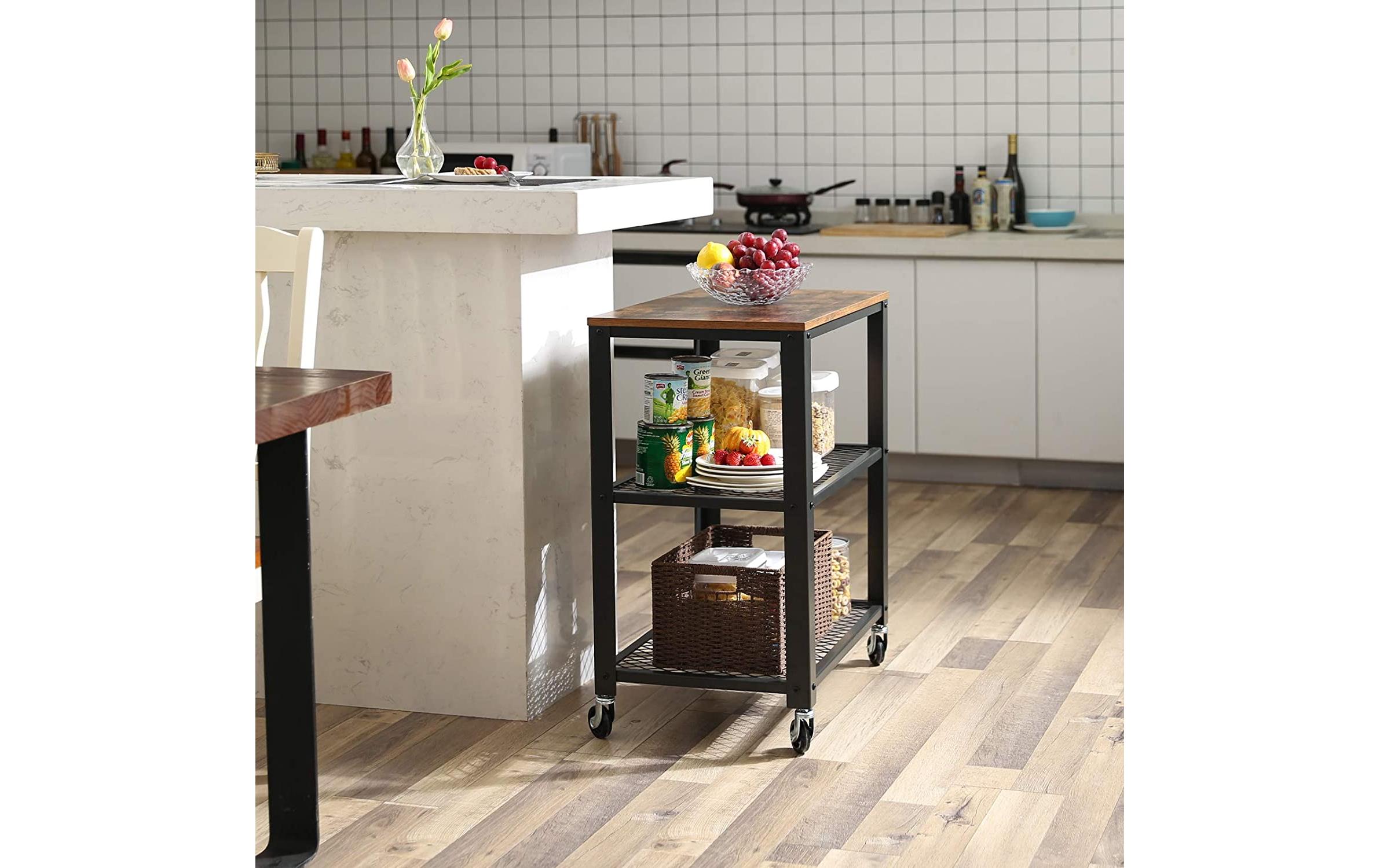 VASAGLE Bartrolley mit Rollen, 60 x 77.5 cm, Braun/Schwarz