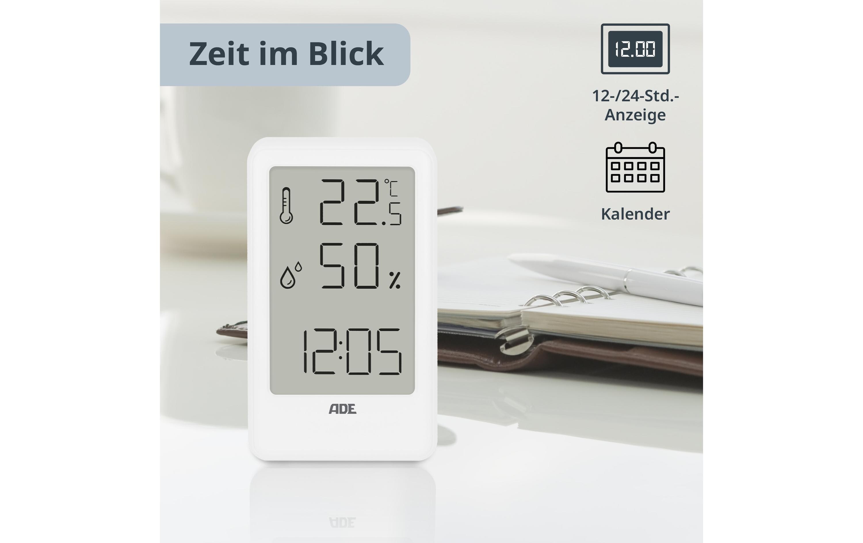 ADE Wetterstation Thermo-Hygrometer 11 cm, Weiss