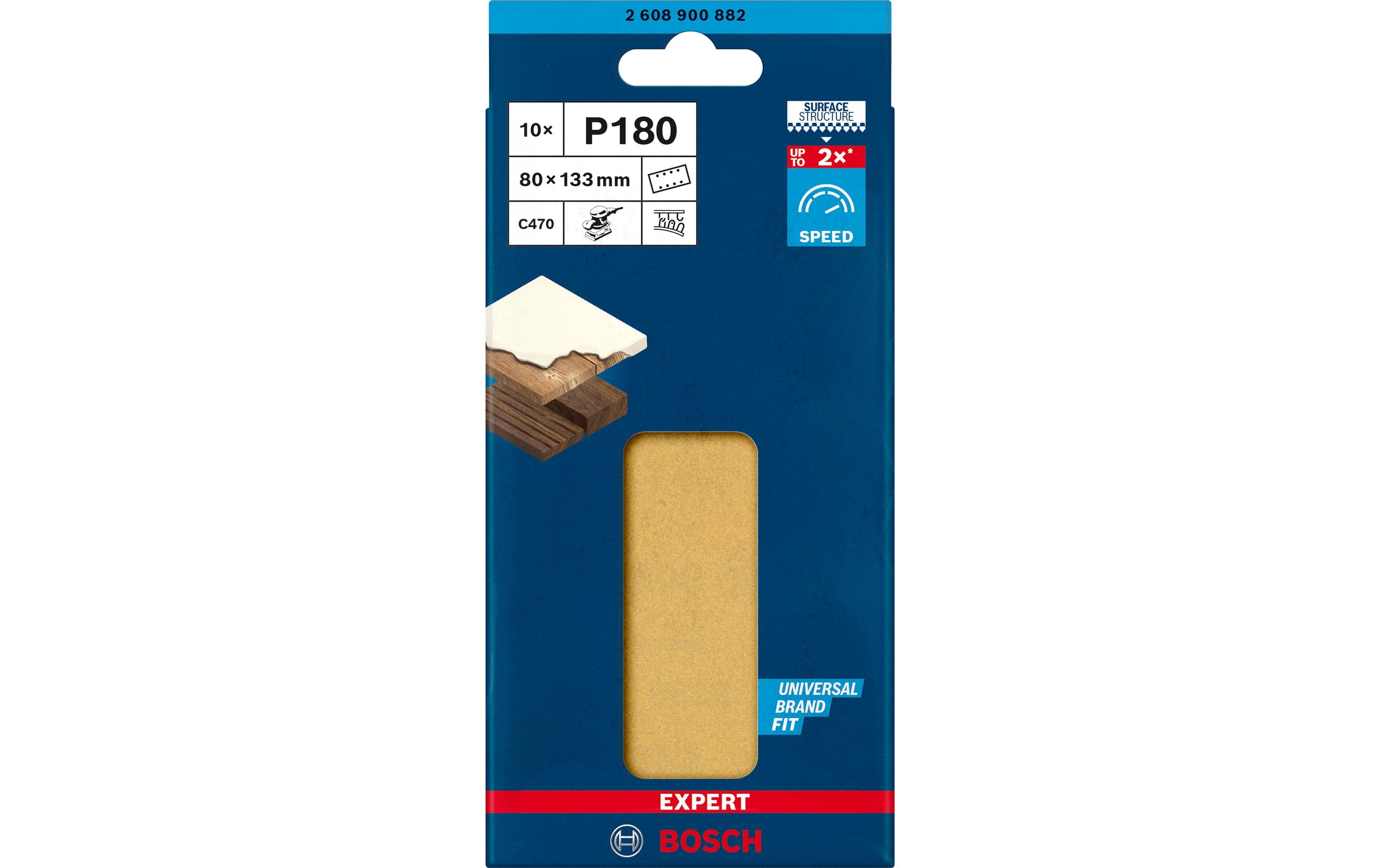 Bosch Professional Schleifpapier EXPERT C470, 80 x 133 mm, G 180, 10-tlg.