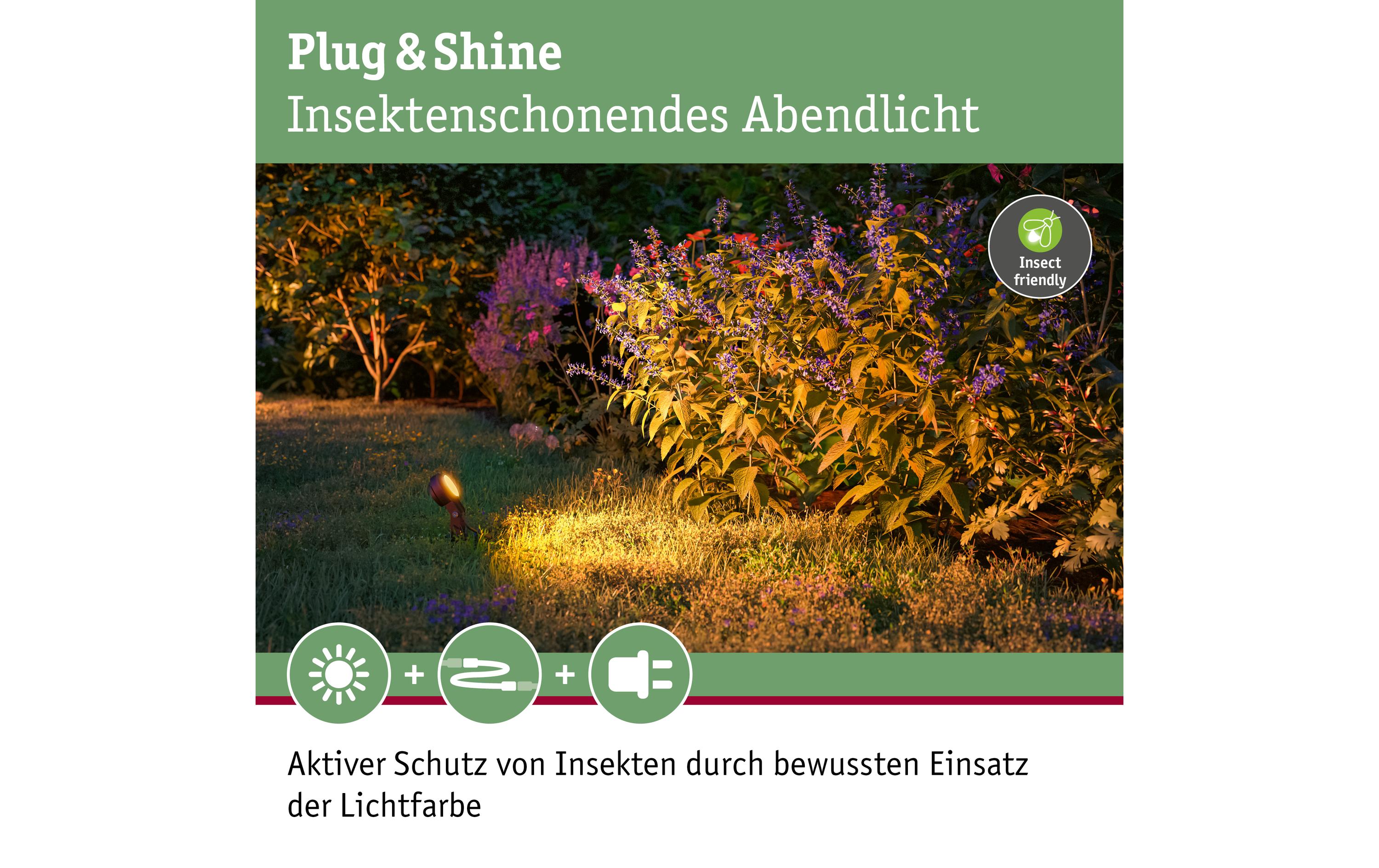 Paulmann Gartenspot Plug & Shine, Sting, 6.3W, 2200K, Schwarz