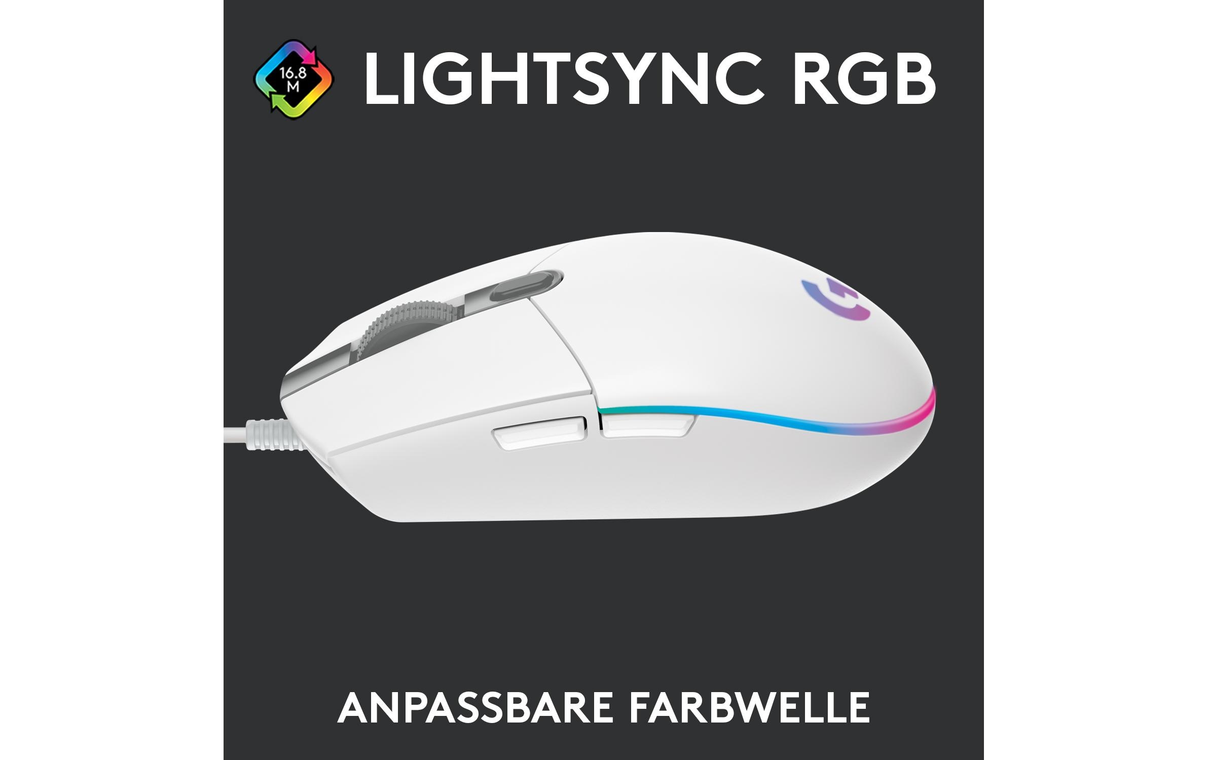 Logitech Gaming-Maus G203 Lightsync Weiss