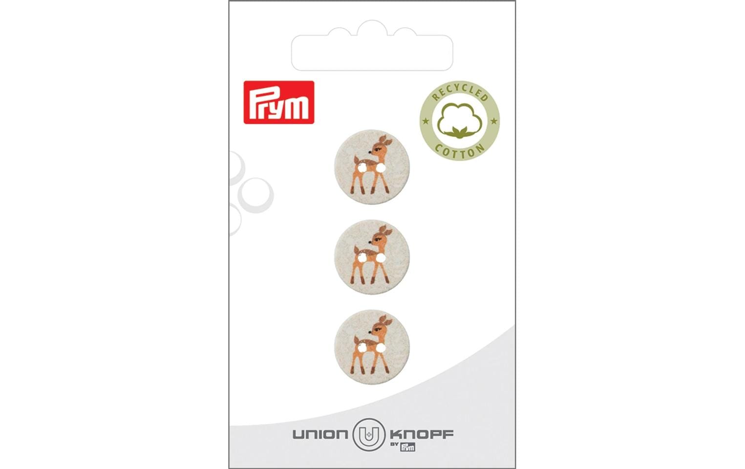 Prym Union Knopf Knöpfe Rehkitz 15 mm, 3 Stück, Crème