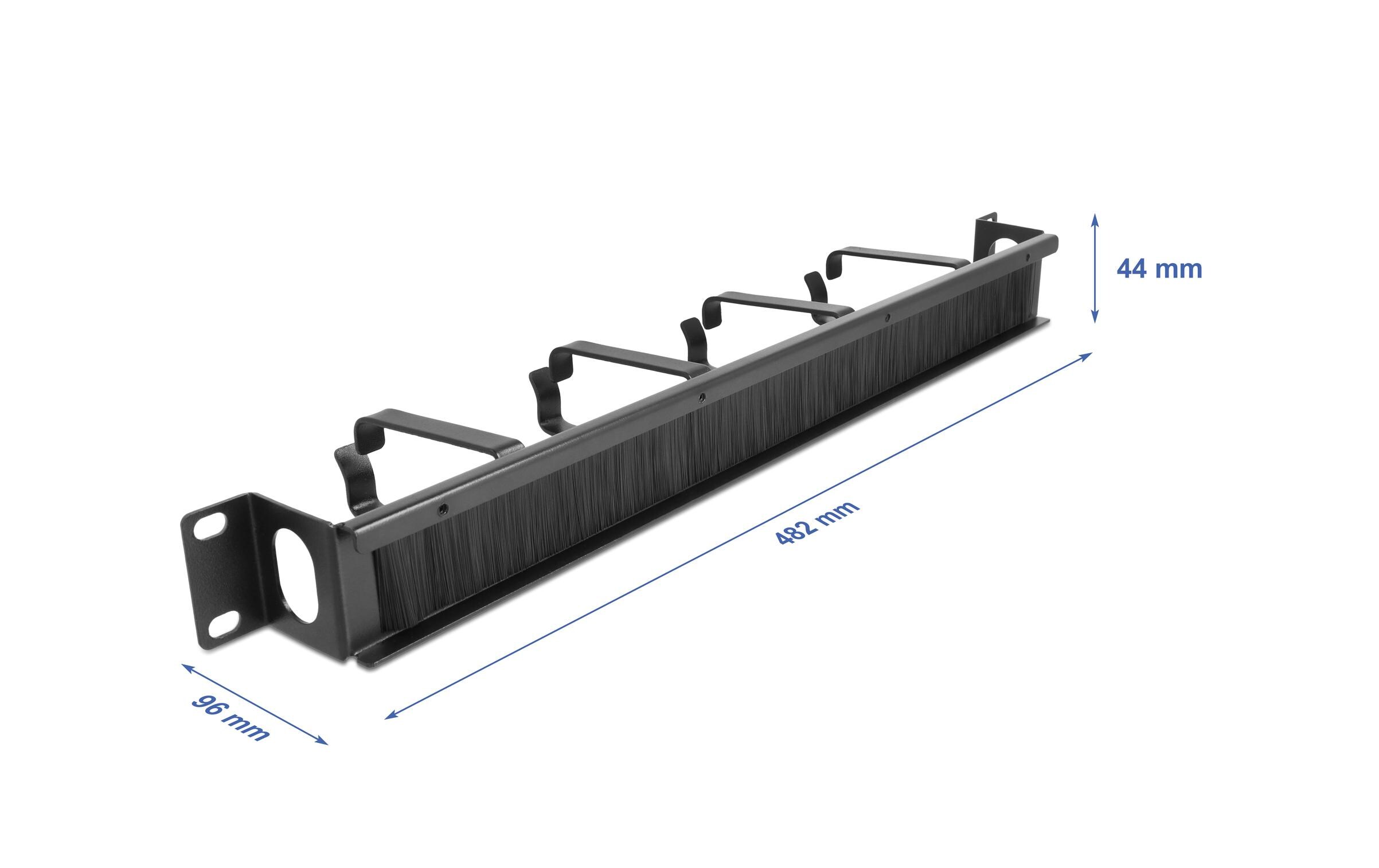 Delock Kabelführungspanel Bürstenleiste mit 4 Bügeln , Schwarz