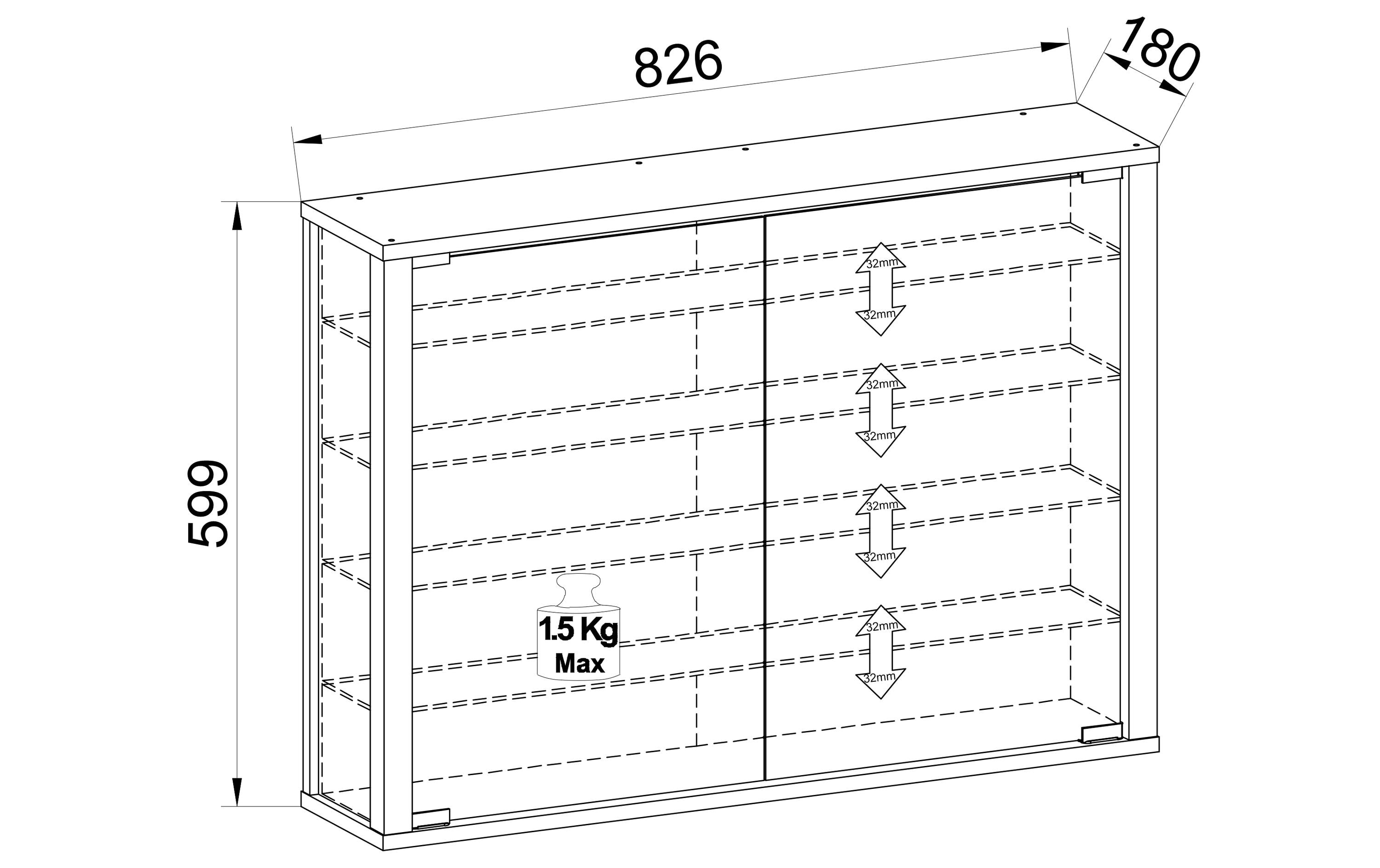 VCM Vitrine Vitrosa L 82.6 x 59.9 cm, Weiss