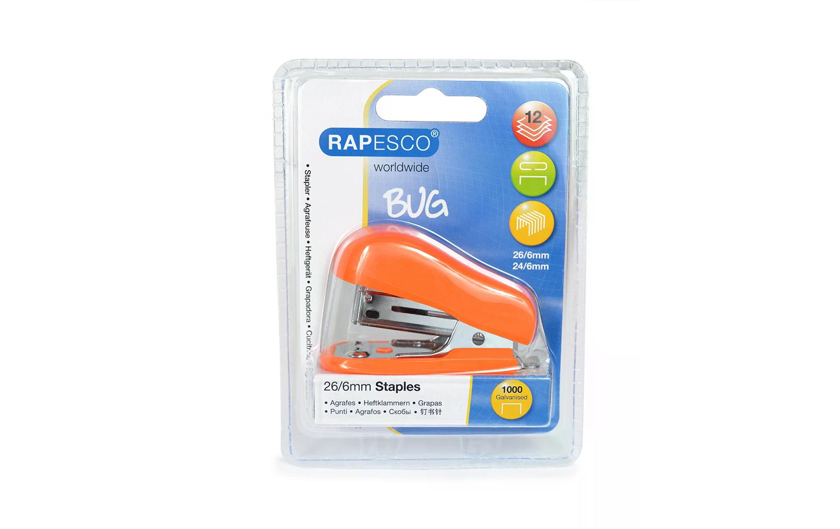 Rapesco Heftgerät Bug Mini 12 Seiten, Orange