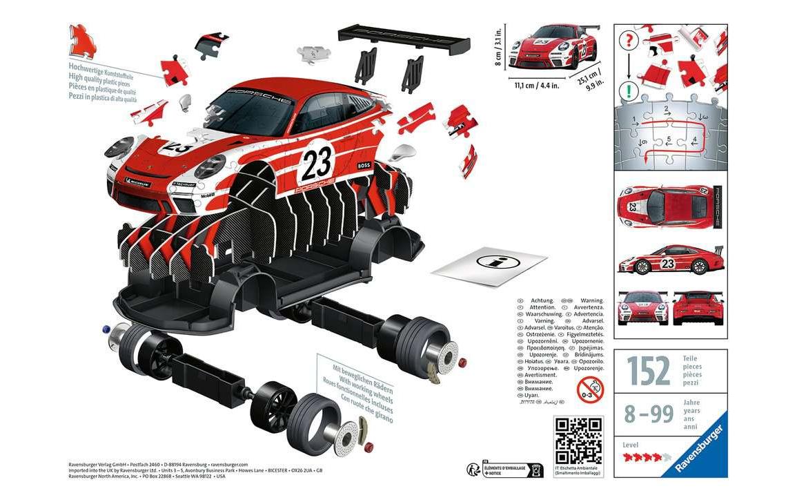 Ravensburger 3D Puzzle Porsche 911 GT3 Cup Salzburg Design