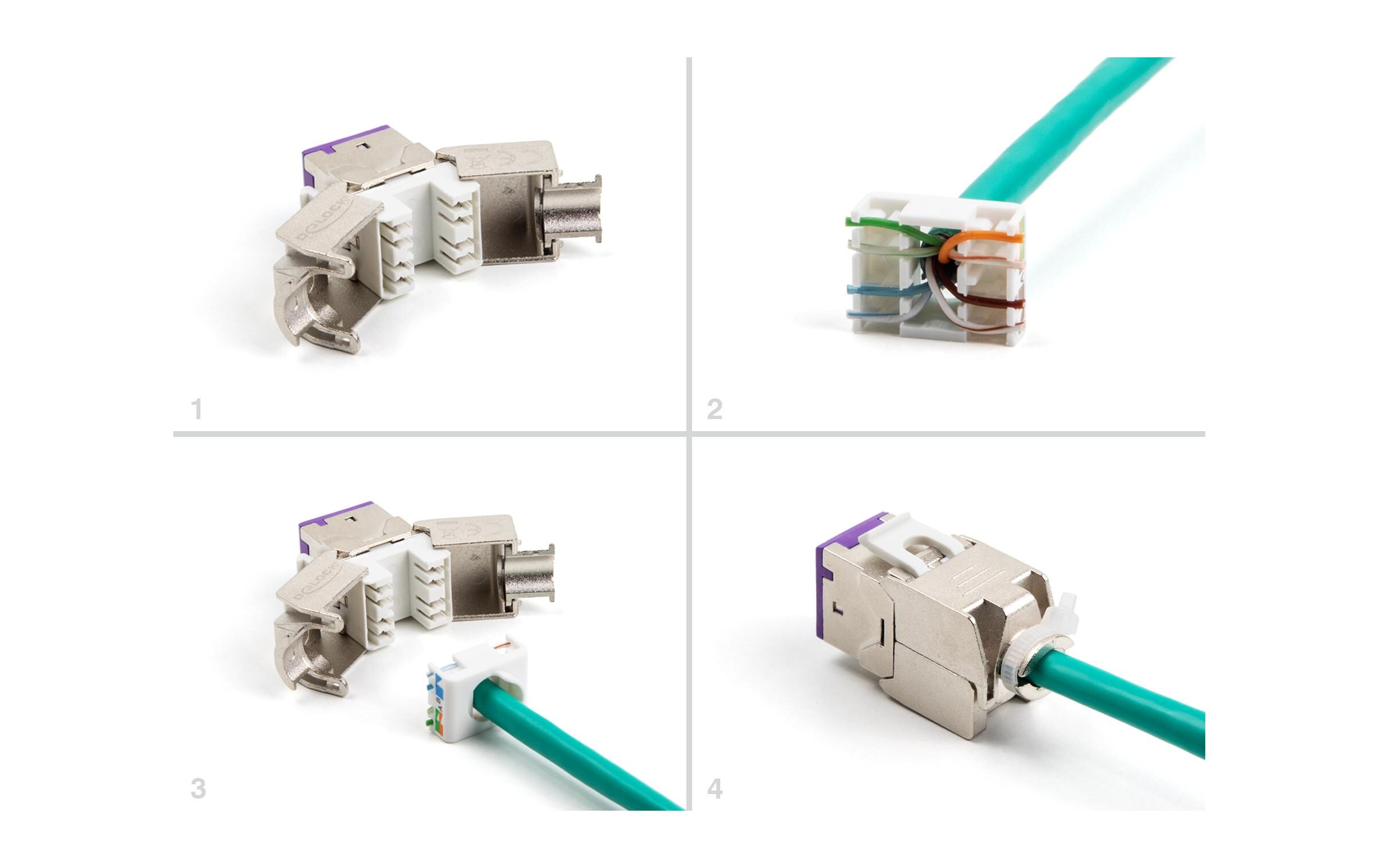 Delock Keystone-Modul RJ45 zu LSA Cat.6A Violett, 10 Stück