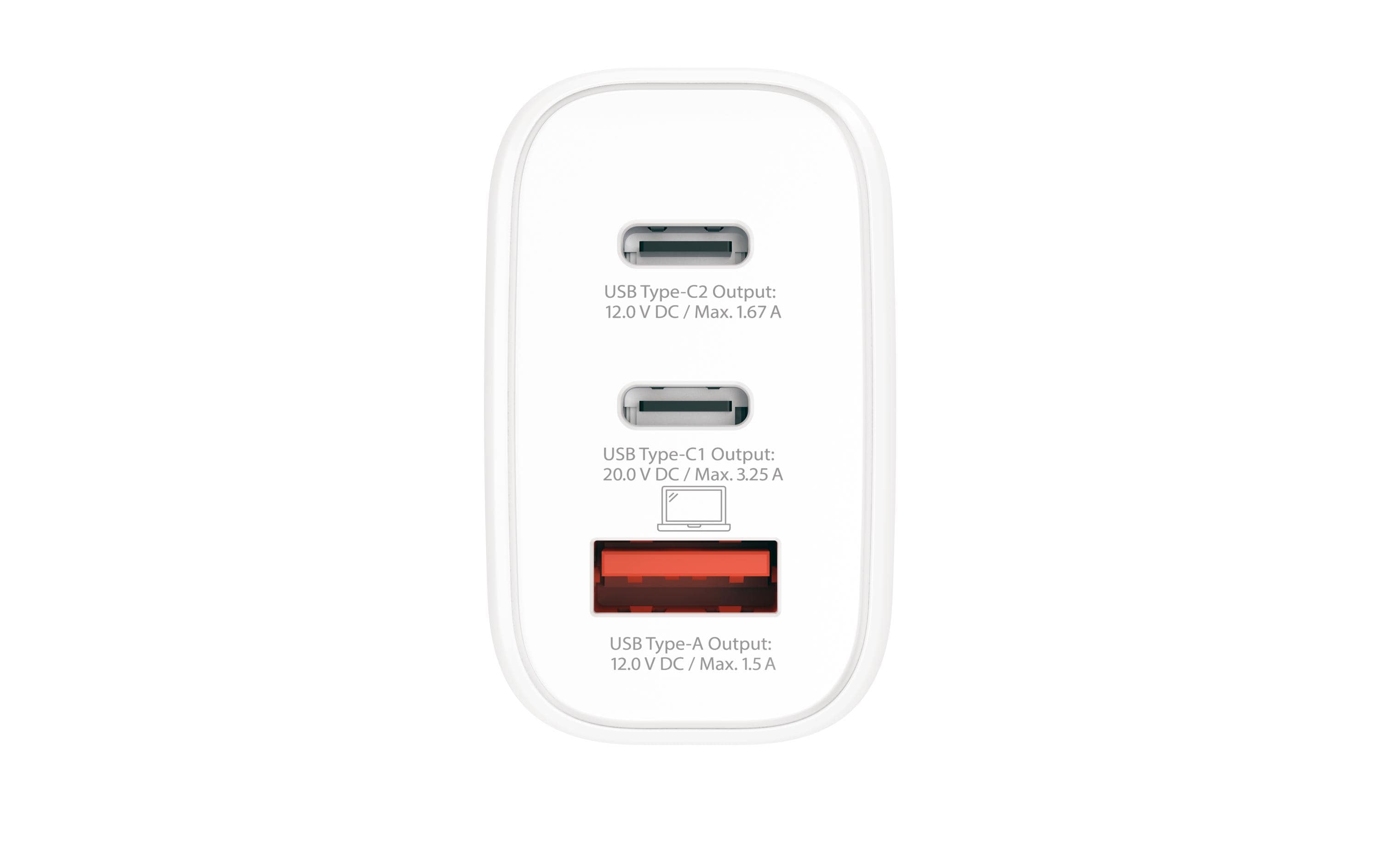 SKROSS USB-Wandladegerät GaN EU, 2x USB-C, 1x USB-A, 65 W, Weiss