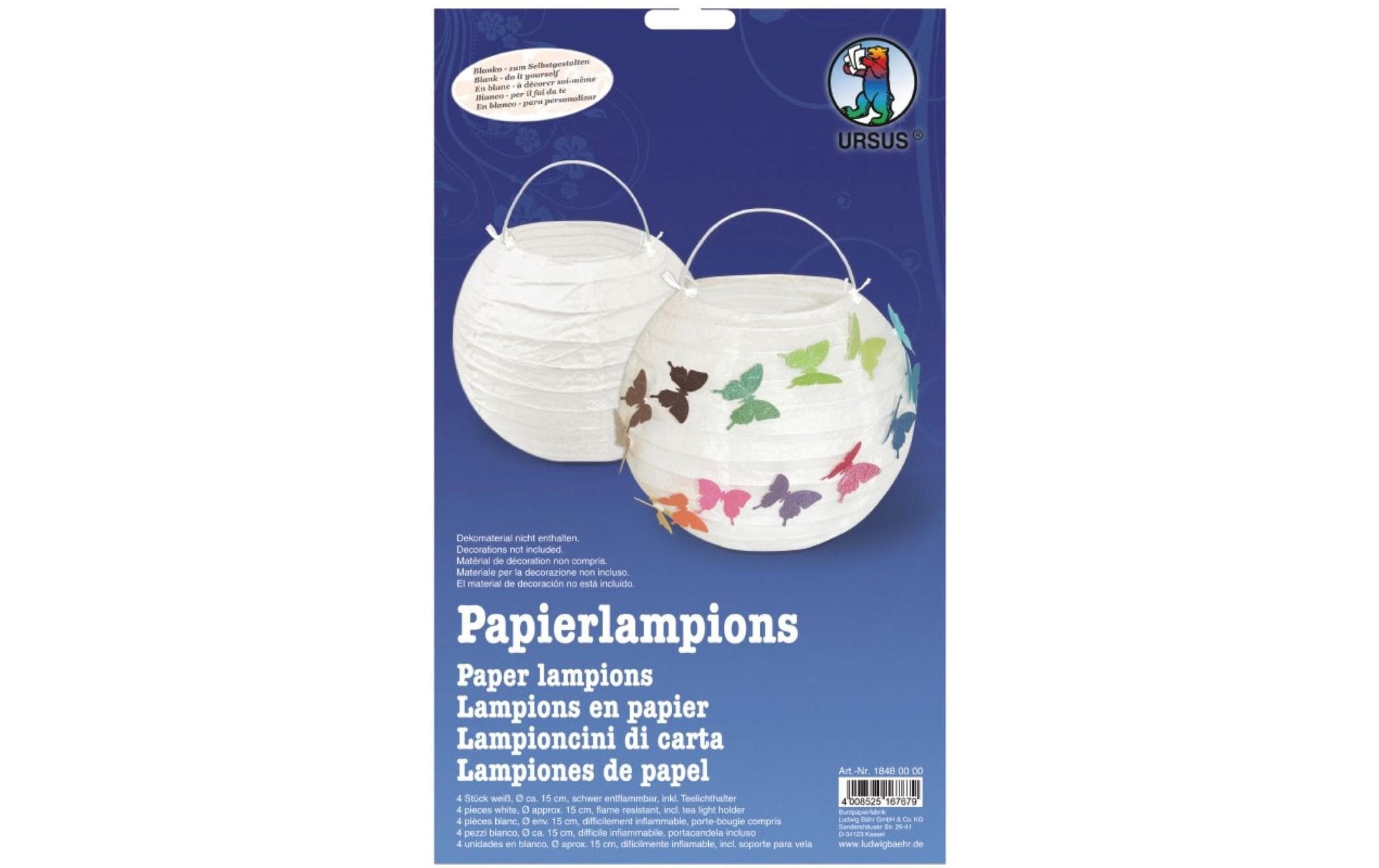 URSUS Lampion Ø 15 cm Weiss, 4 Stück