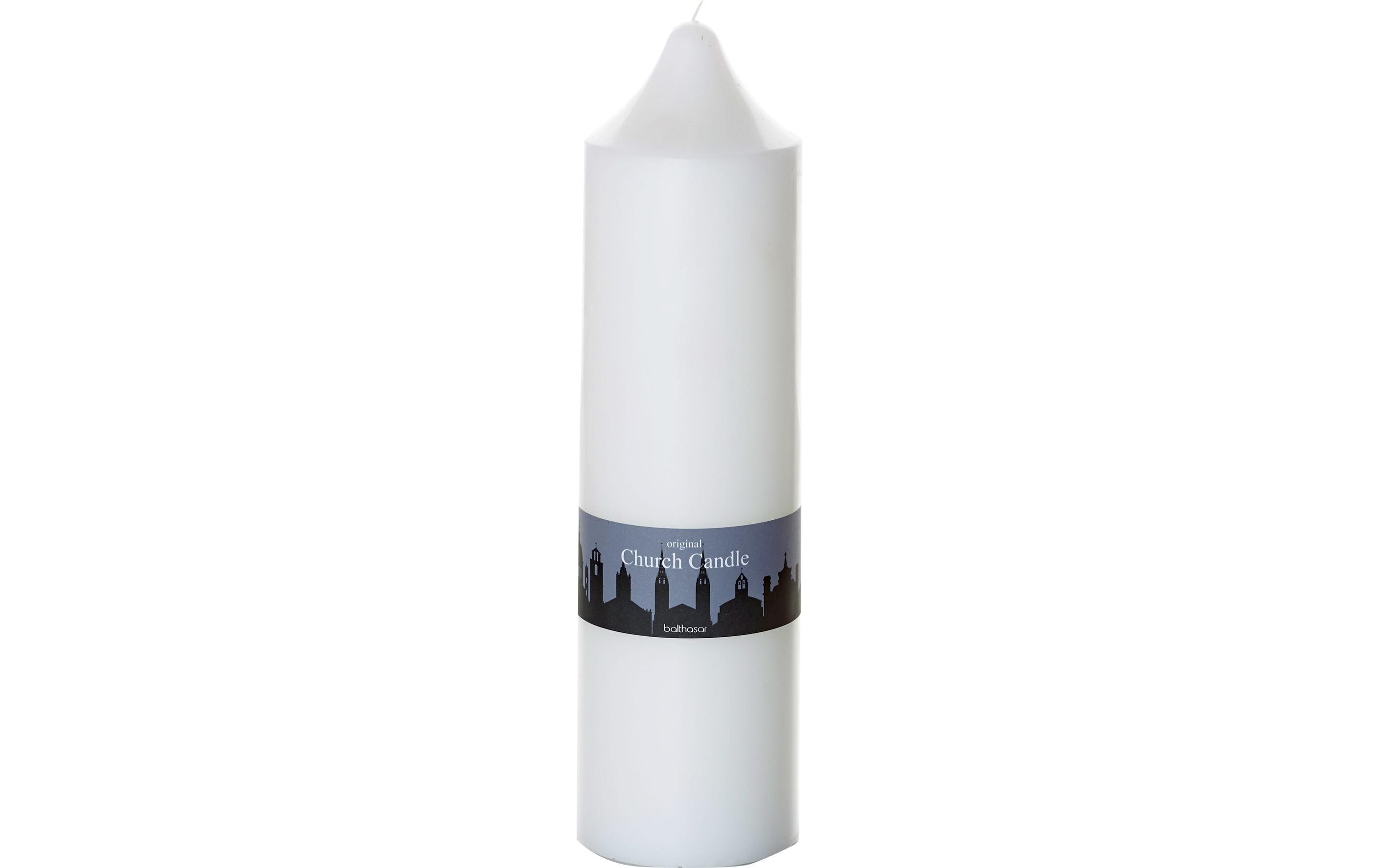 balthasar Church Candle 38 cm x 10 cm, Weiss