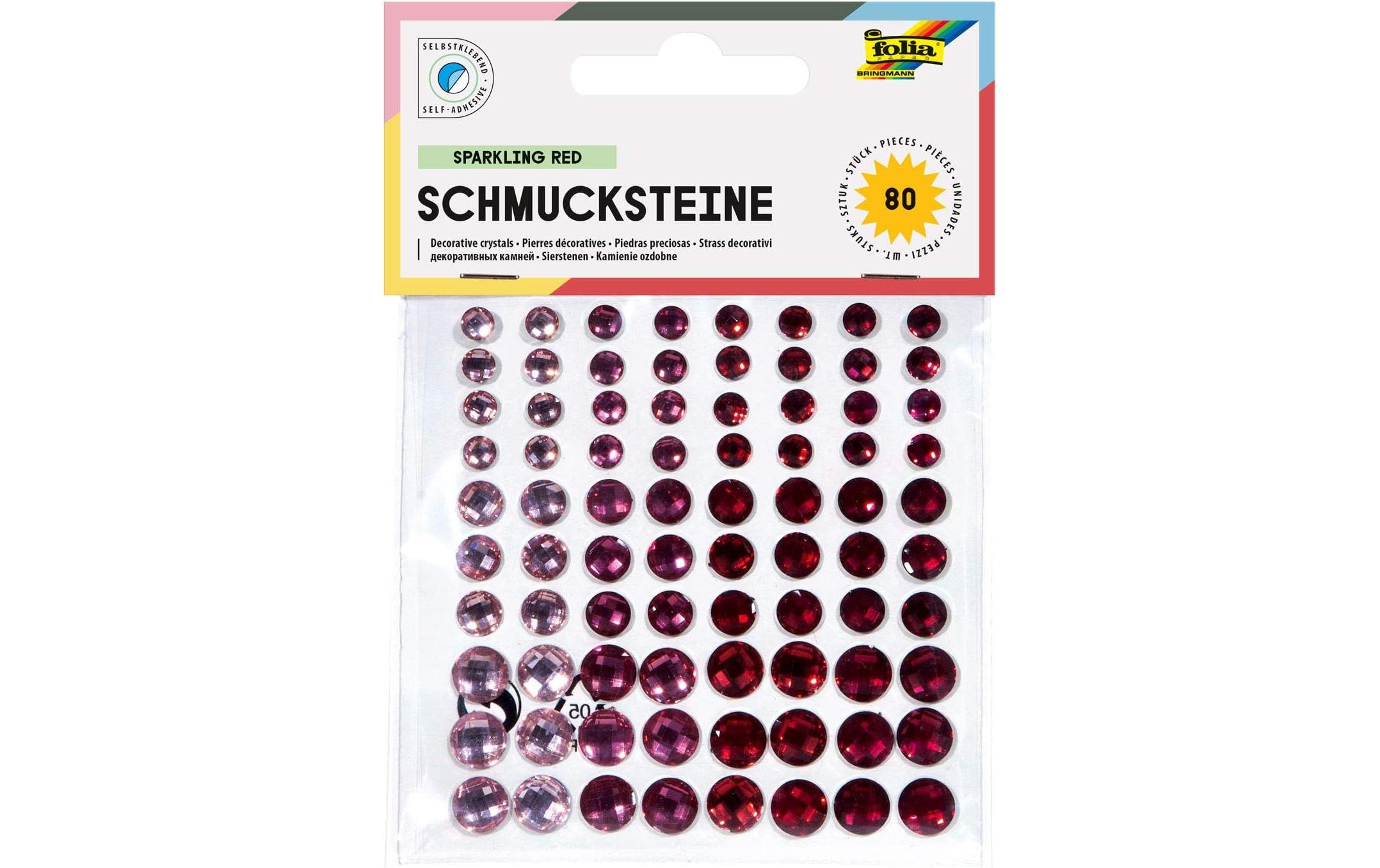 Folia Schmucksteine Sparkling Red selbstklebend 80 Stück