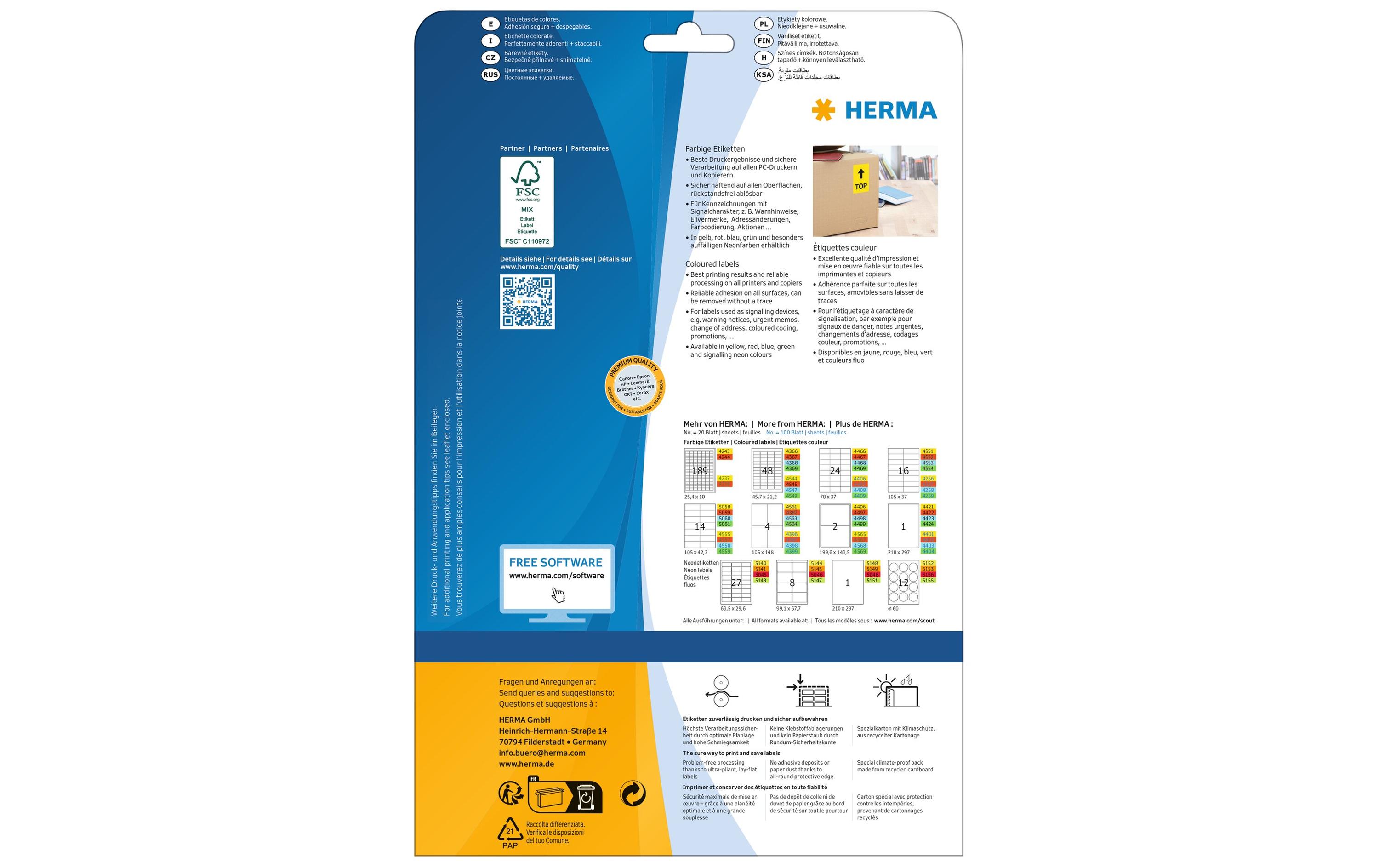 HERMA Universal-Etiketten 4366, 45.7 x 21.2 mm, Gelb, 960 Stück