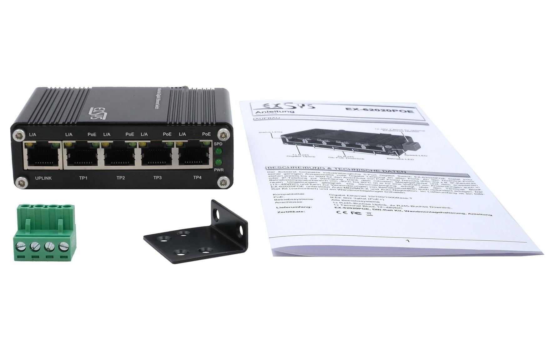 Exsys PoE Switch EX-62020POE 5 Port