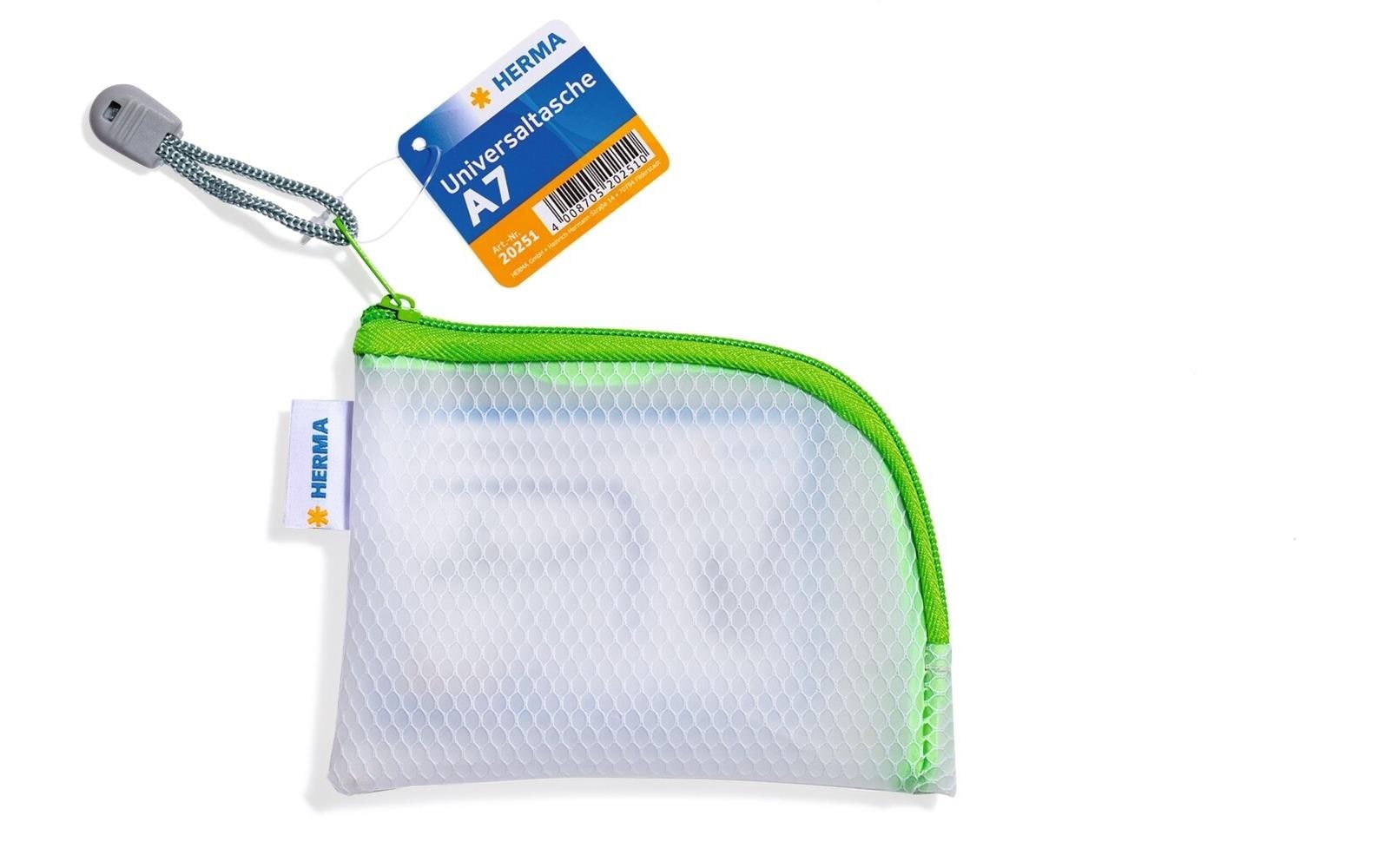 HERMA Etui Mesh Bag A7, 7.4 x 10.5 cm, Grün/Weiss