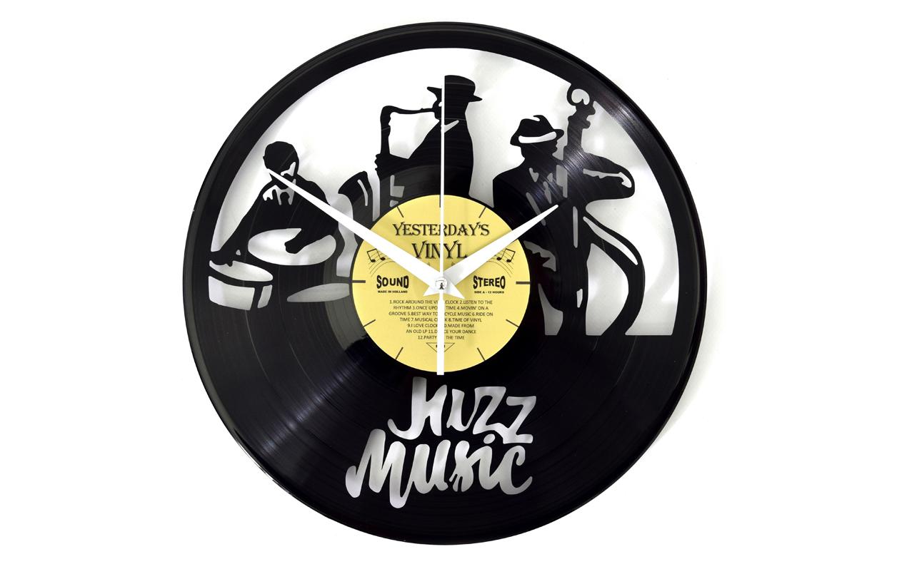 Yesterday's Vinyl Wanduhr Jazz Musik Ø 30 cm, Gold/Schwarz