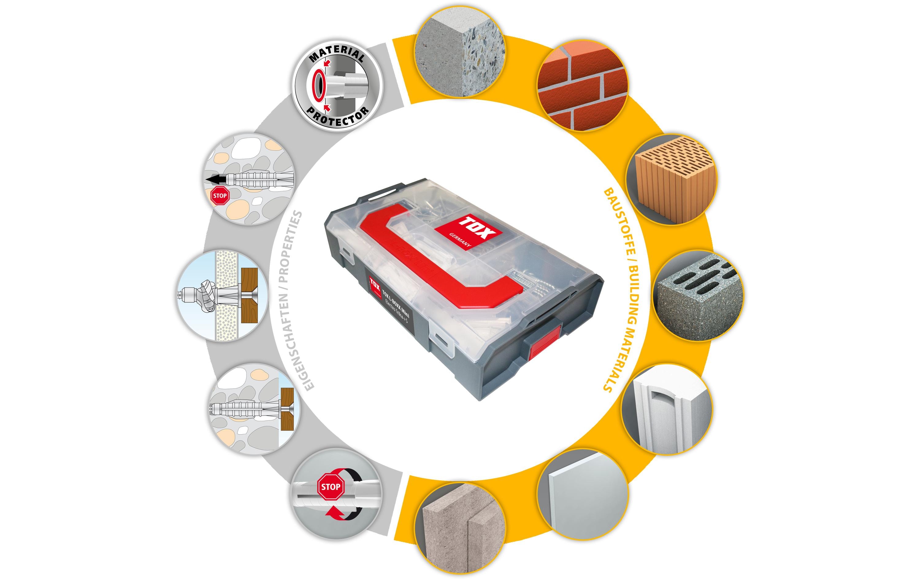 Tox-Dübel Dübel Sortiment L-Boxx Mini Electro Trika+S, 232 Stück