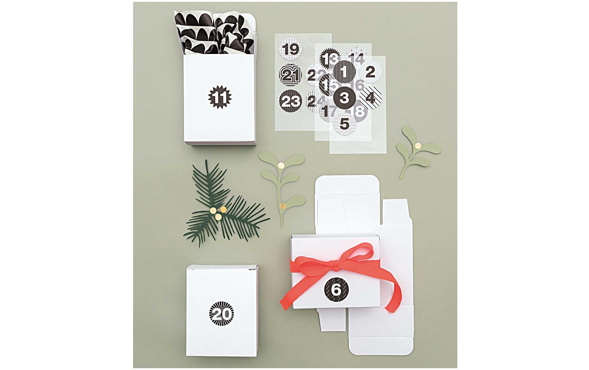 Rico Design Adventskalender-Zahlen Sticker Schwarz/Weiss, 4 Blatt