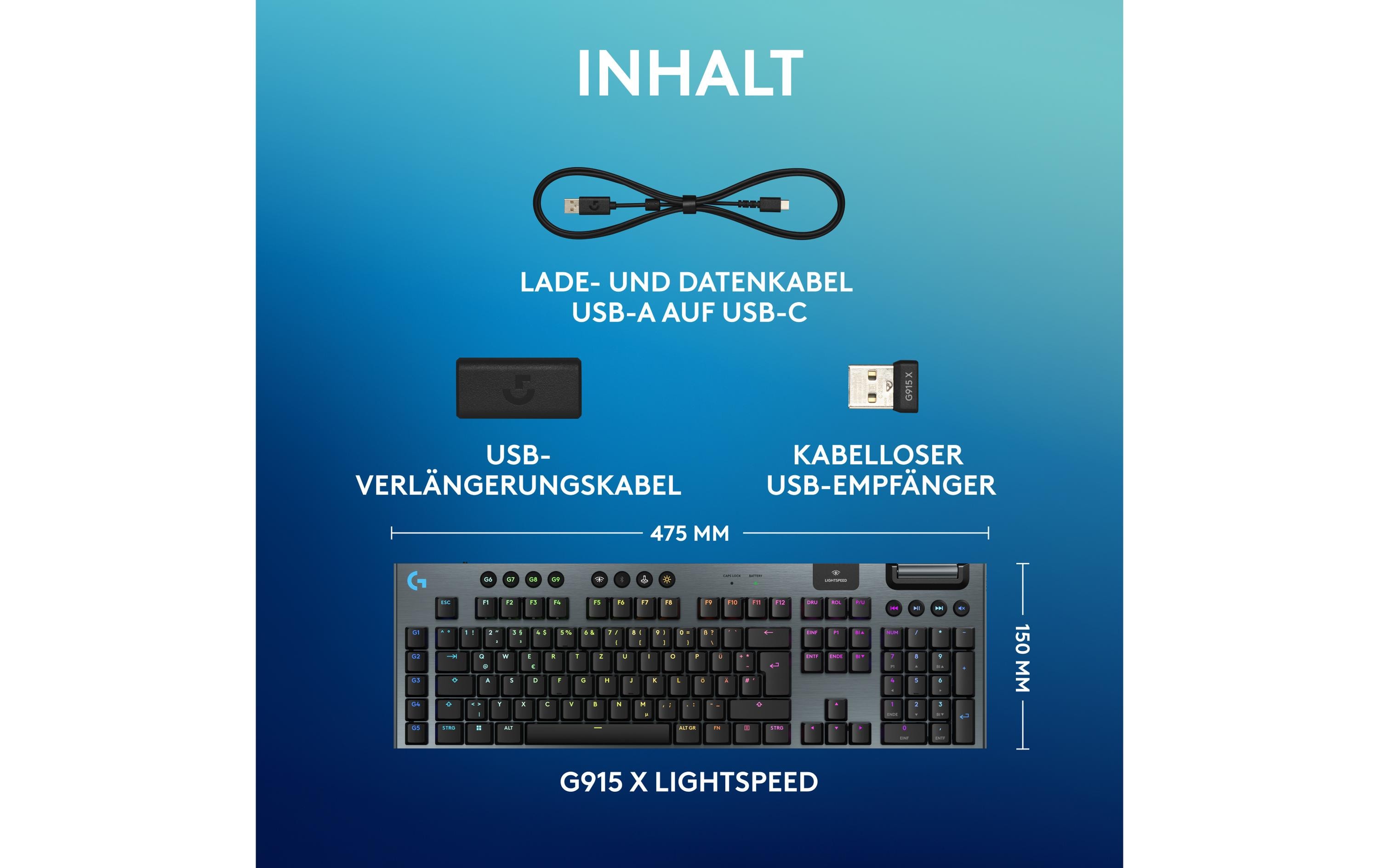 Logitech Gaming-Tastatur G915 X Lightspeed GL Tactile