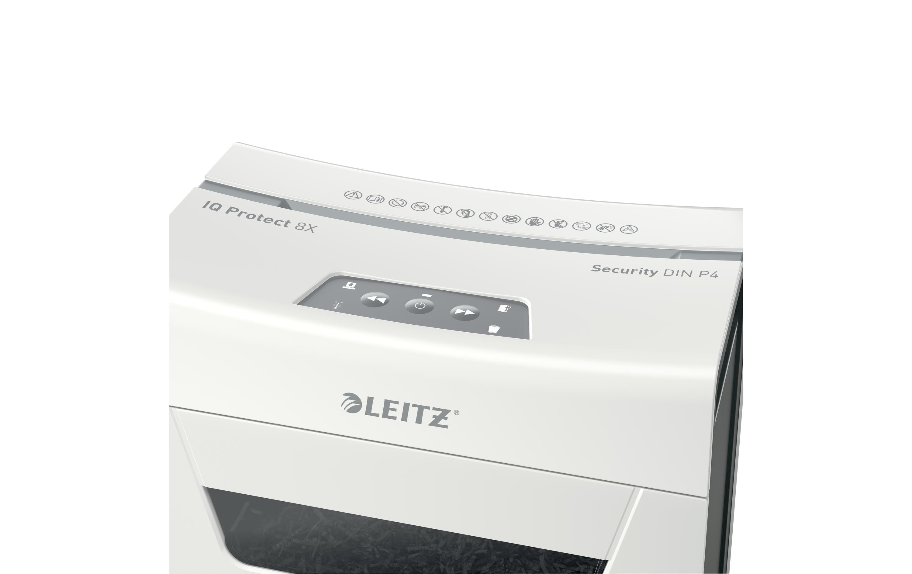 Leitz Bürogeräte Aktenvernichter IQ Protect Premium 8X , P-4, 8 Blatt