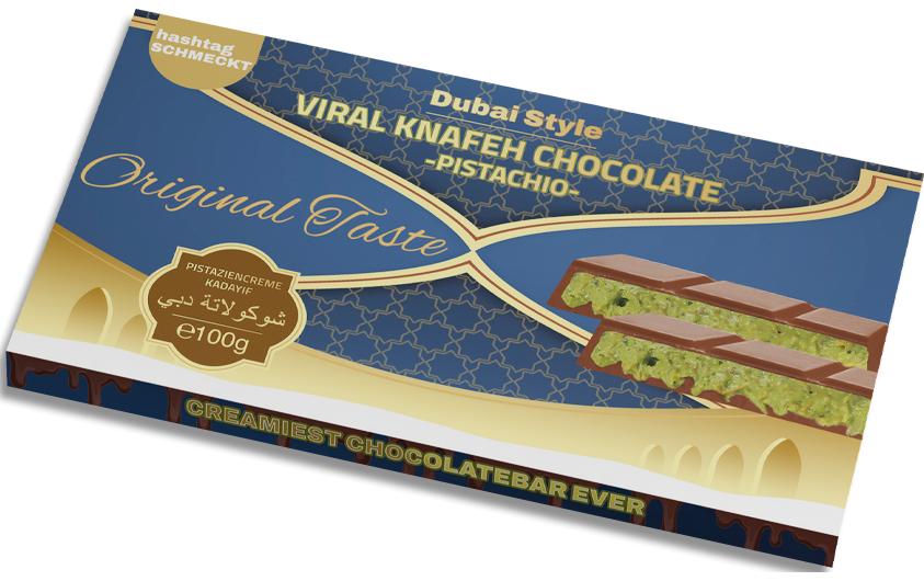 hashtag SCHMECKT Tafelschokolade Viral Knafeh Dubai Vollmilch 100 g