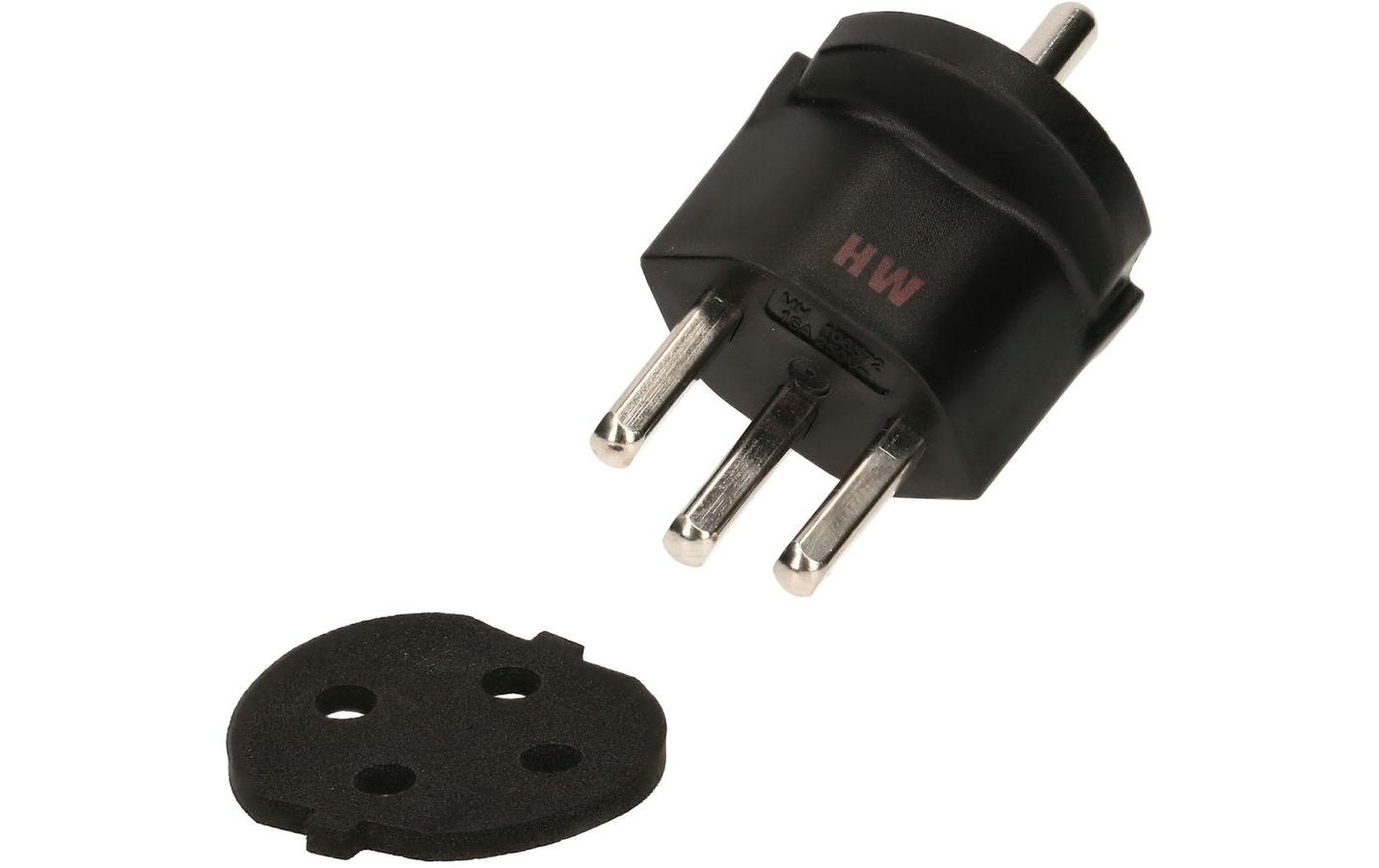 Max Hauri Fixadapter Schuko – T23 IP44, Schwarz