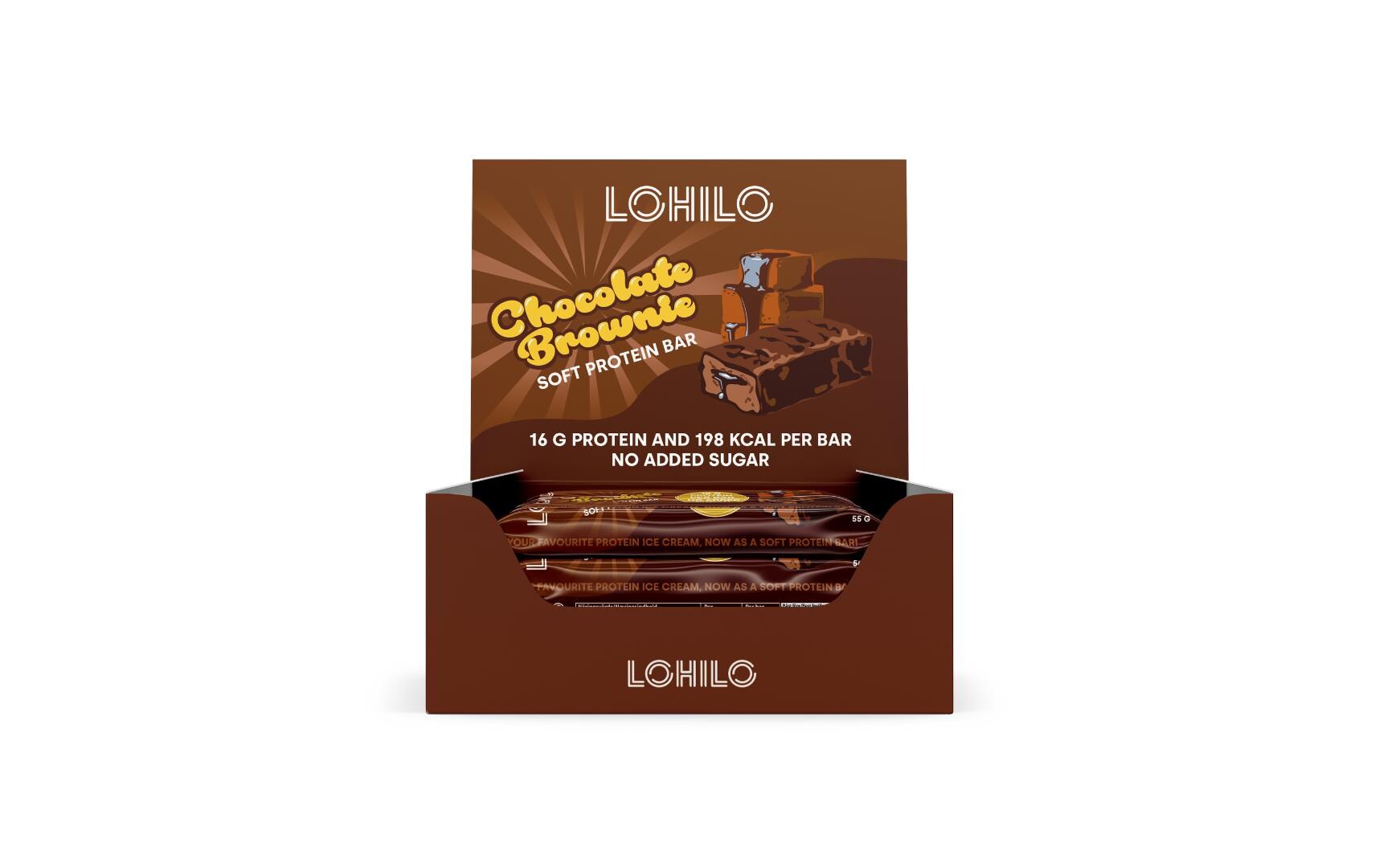 Lohilo Riegel High Protein soft core Brownie, 12 x 55 g