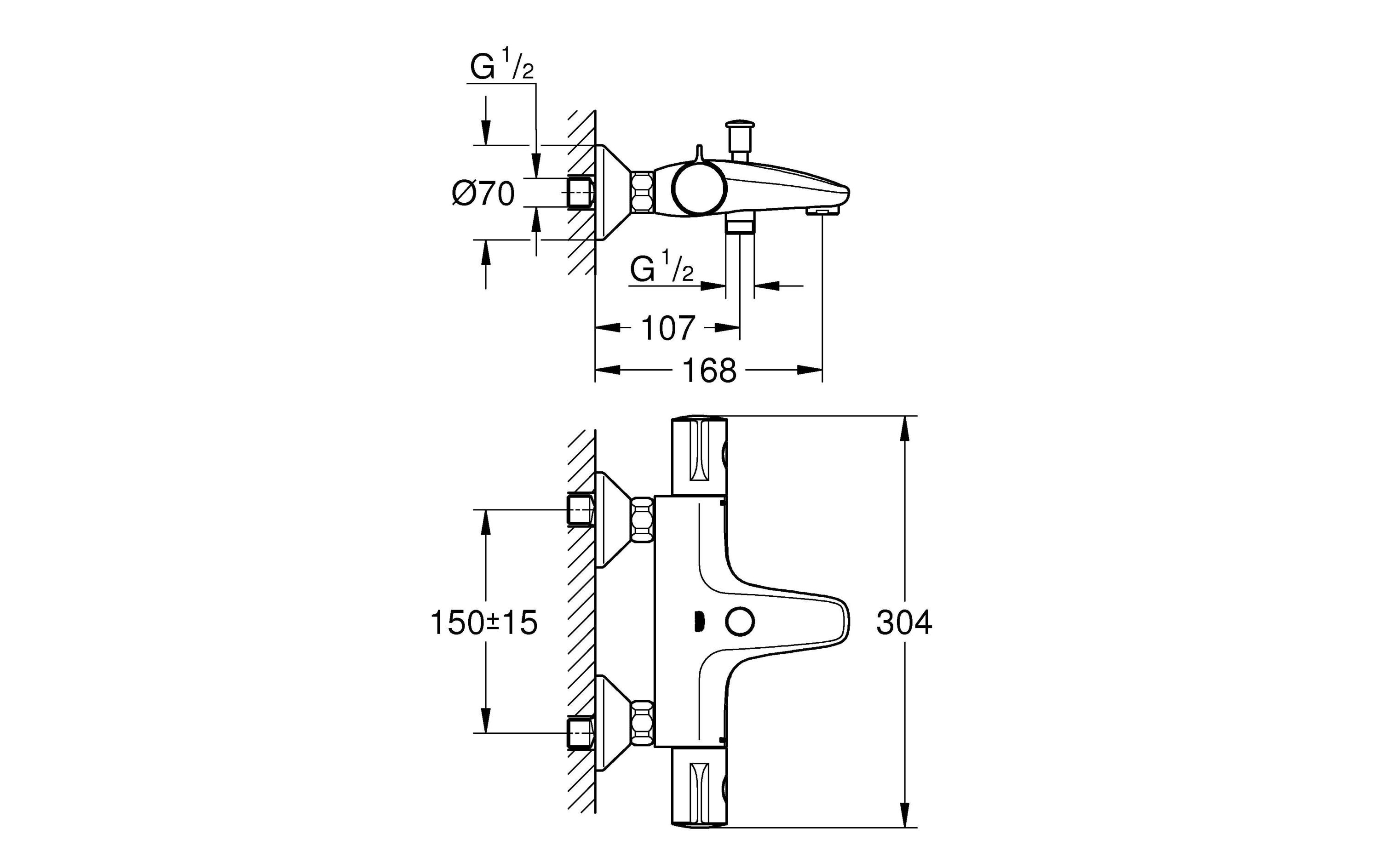 GROHE Badewannenarmatur Grohtherm 800 1/2, Chrom