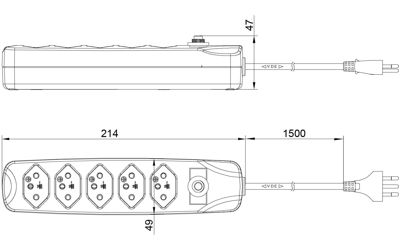 FURBER.power Steckdosenleiste mit Überlastschutz 5x T13, 25 Stück