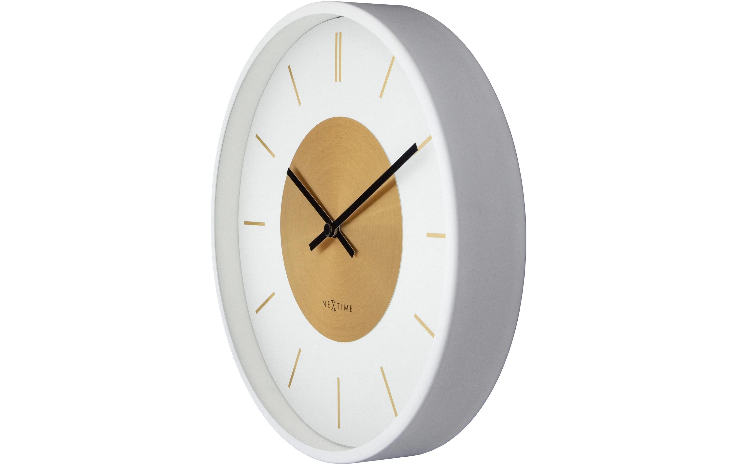 NeXtime Wanduhr Retro II Ø 25 cm, Gold/Weiss