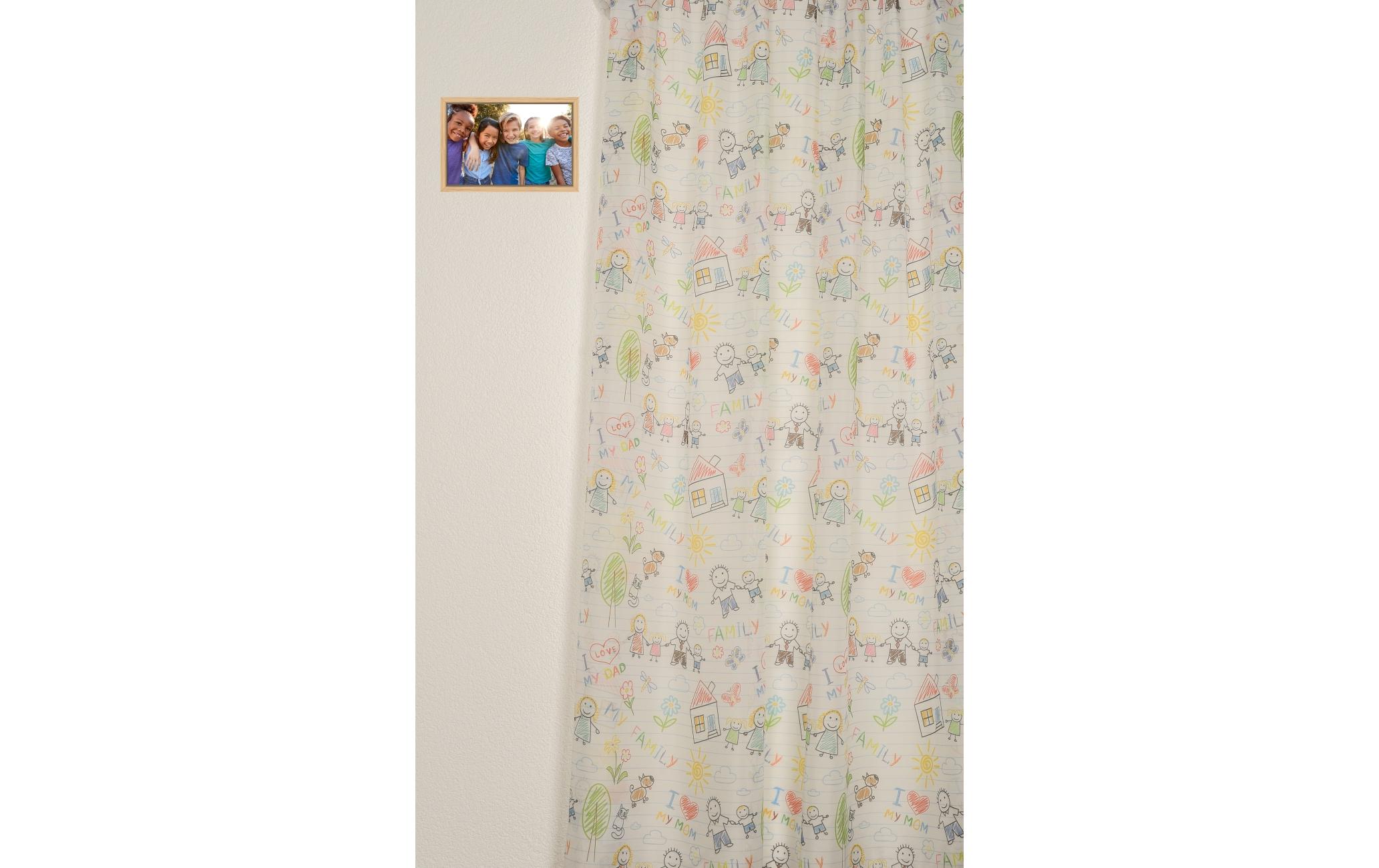 Kindervorhang.ch Tagvorhang Happy mit Faltenband 140 cm x 240 cm