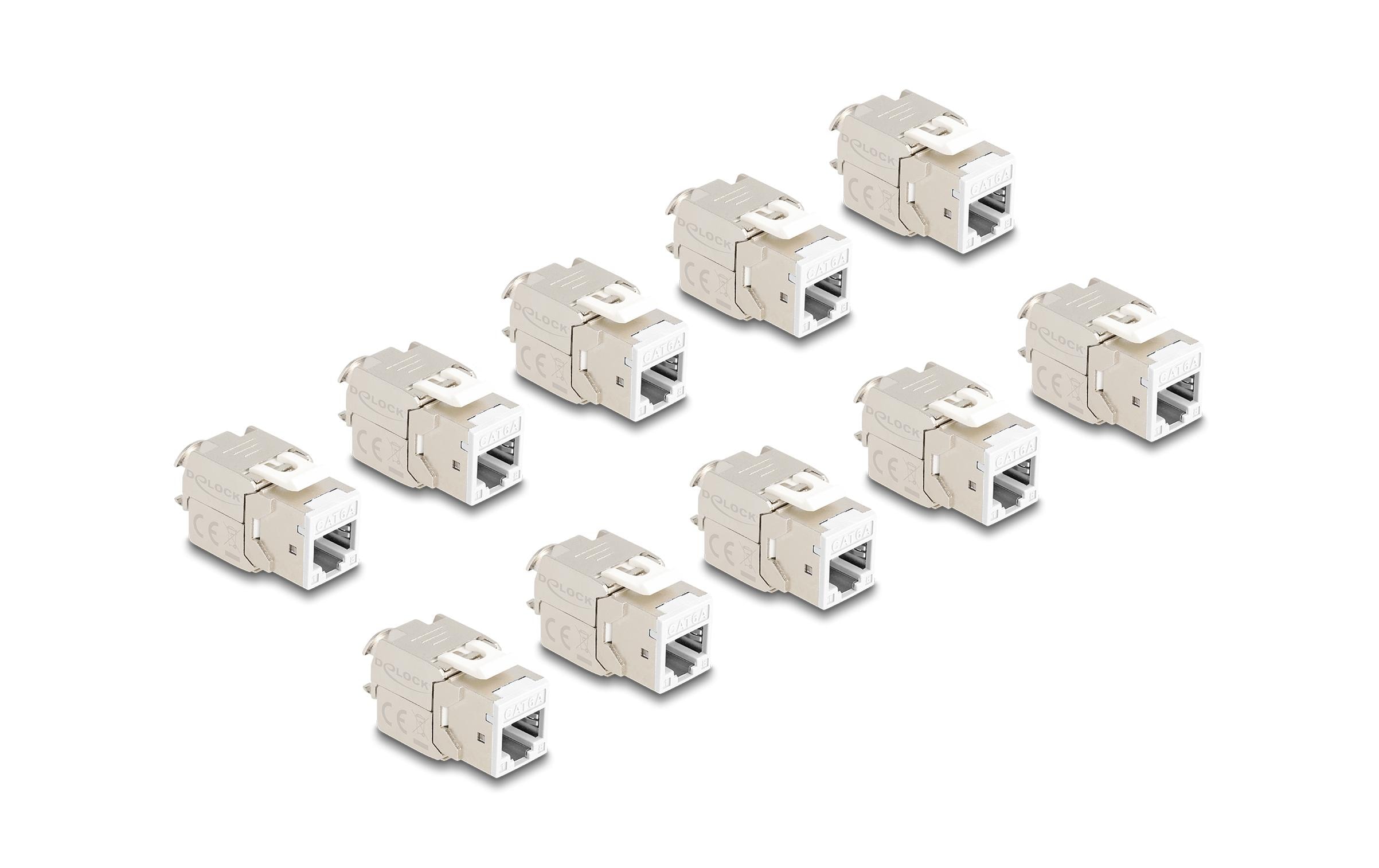 Delock Keystone-Modul RJ45 zu LSA Cat.6A Weiss, 10 Stück