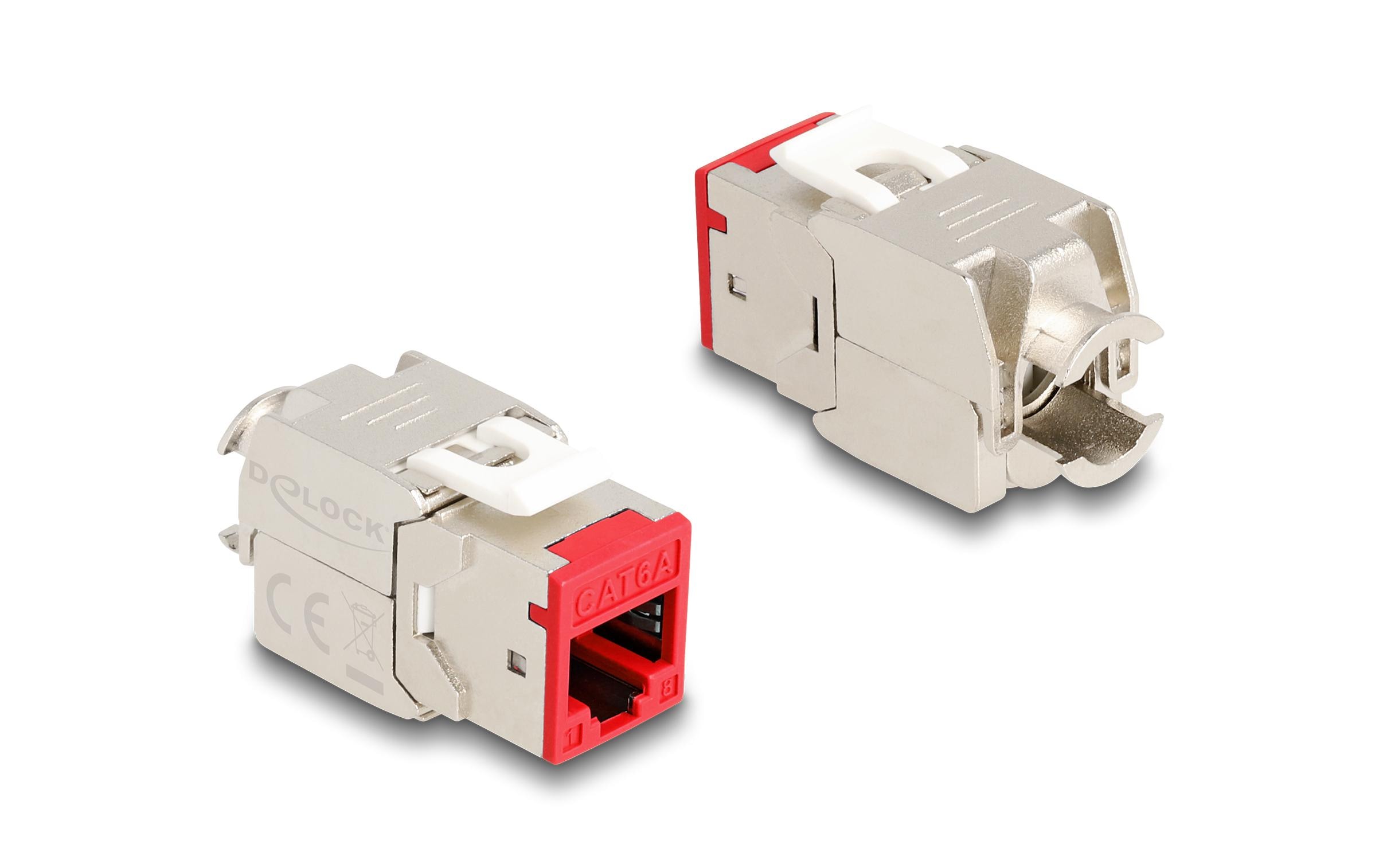 Delock Keystone-Modul RJ45 zu LSA Cat.6A Rot, 10 Stück