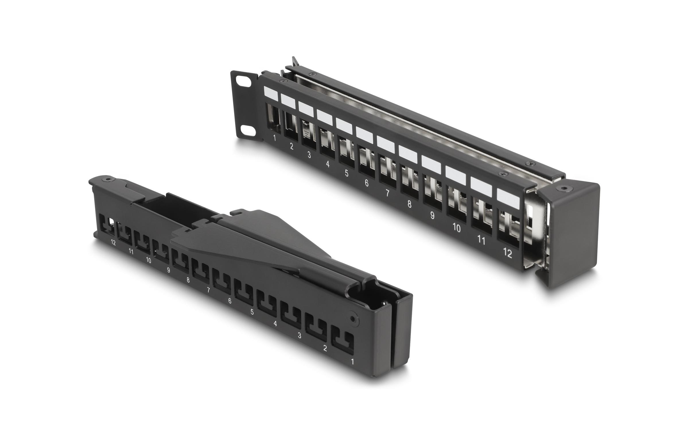 Delock Patchpanel 24 Port Keystone, 19 Rack mit Entlastungsschiene