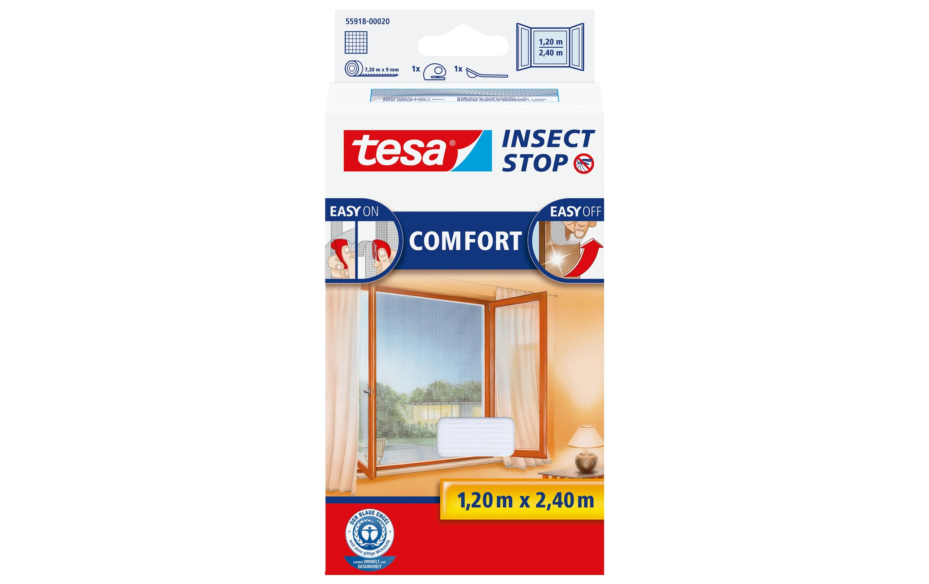 tesa Fliegengitter Insect Stop Comfort Fenster 1.2x2.4m weiss