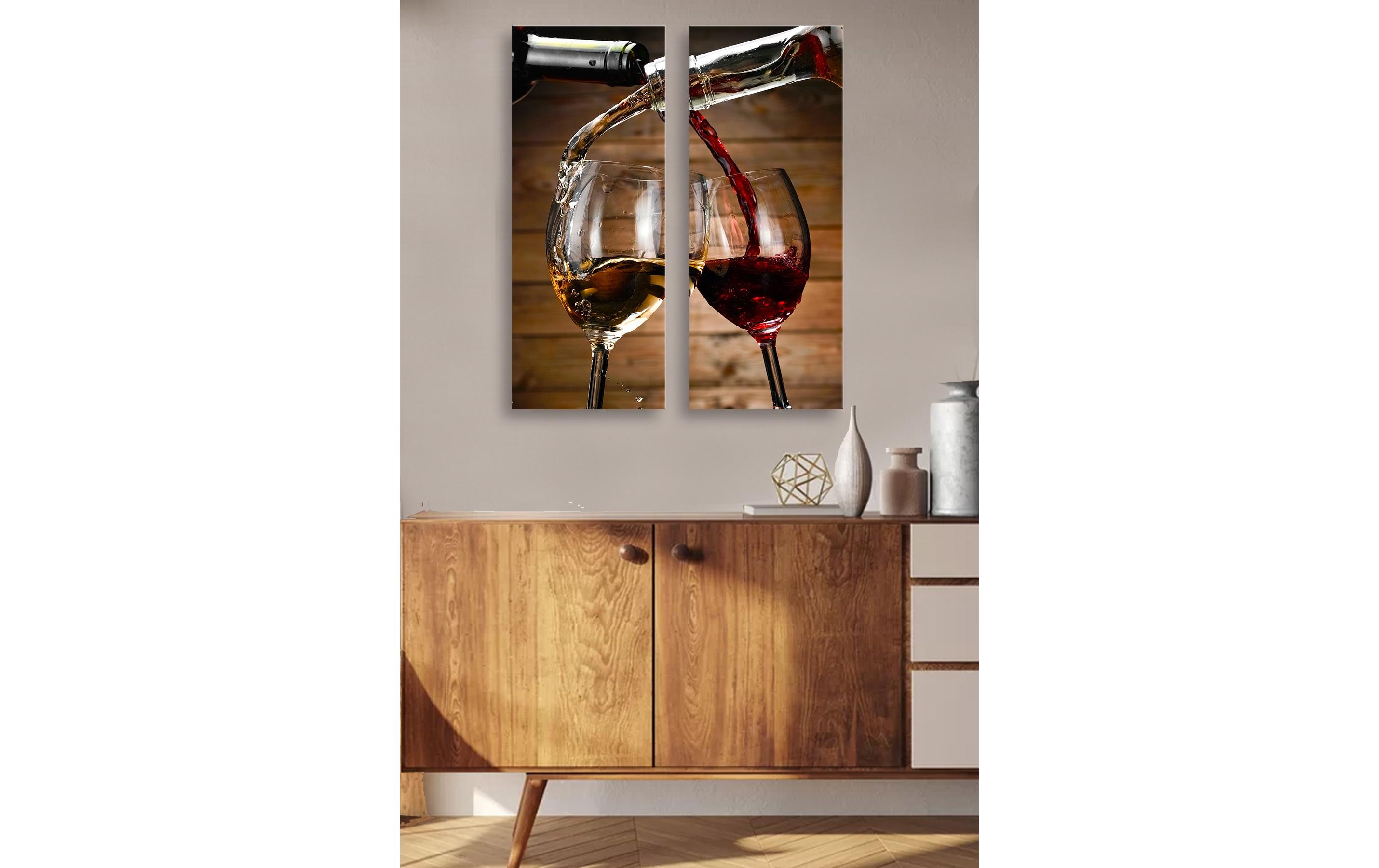 Wallxpert Bild Wein 2-teilig, 50 x 50 cm