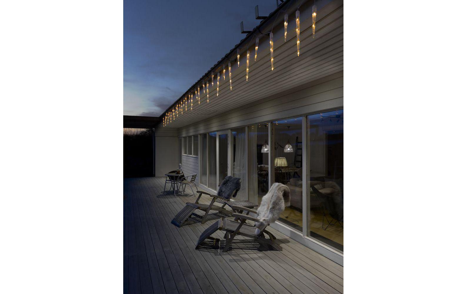 Konstsmide LED-Lichtervorhang Eiszapfen, 48 LED, 7.7 m, Outdoor