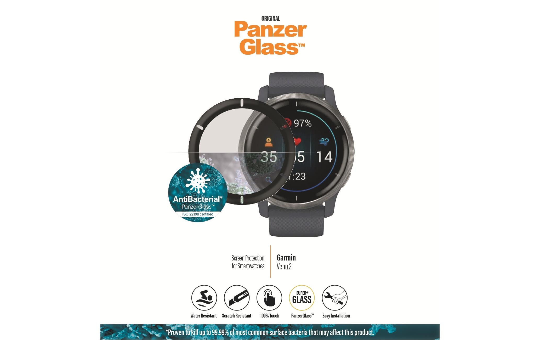 Panzerglass Displayschutz Anti-Glare für Garmin Venu 2