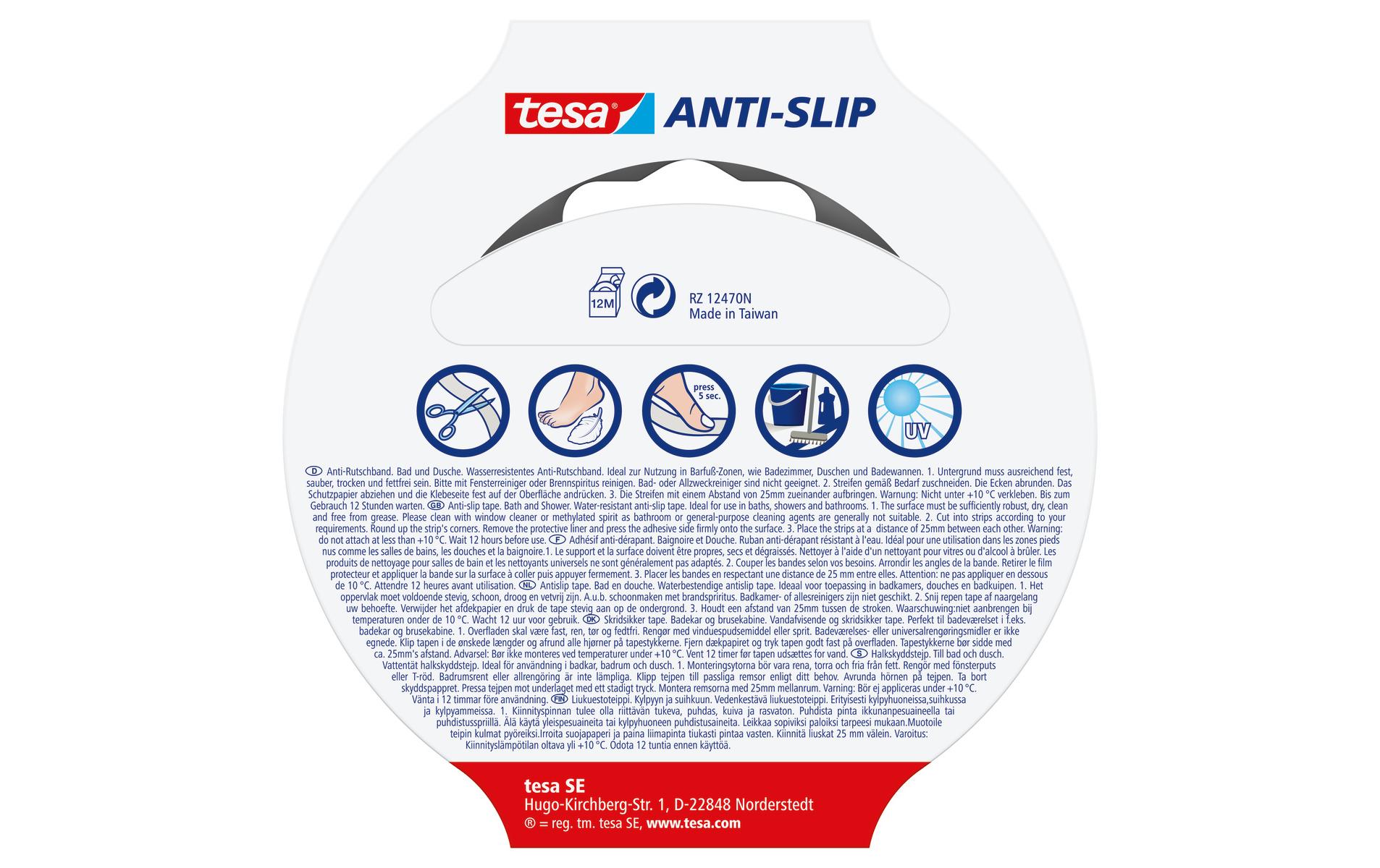 tesa Anti-Rutschband Bad & Dusche, 5 m x 25 mm