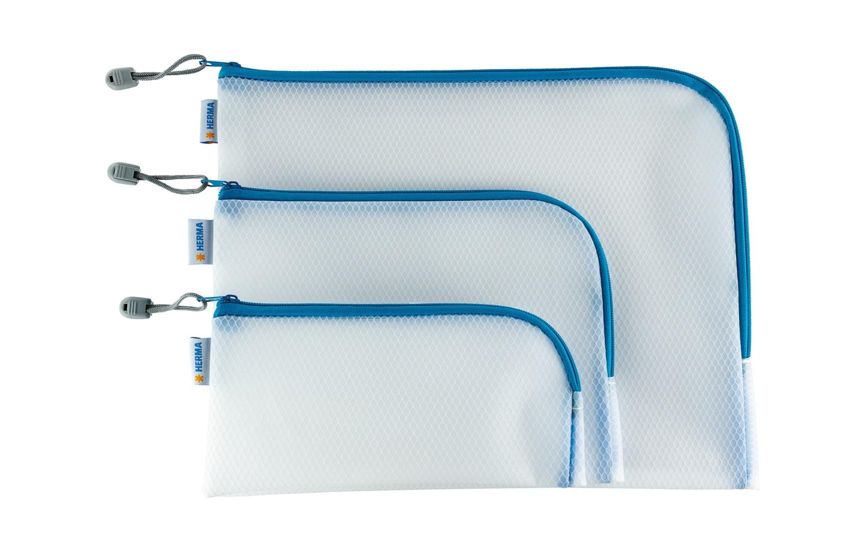 HERMA Etui Mesh Bag 23 x 11 cm, Blau/Weiss