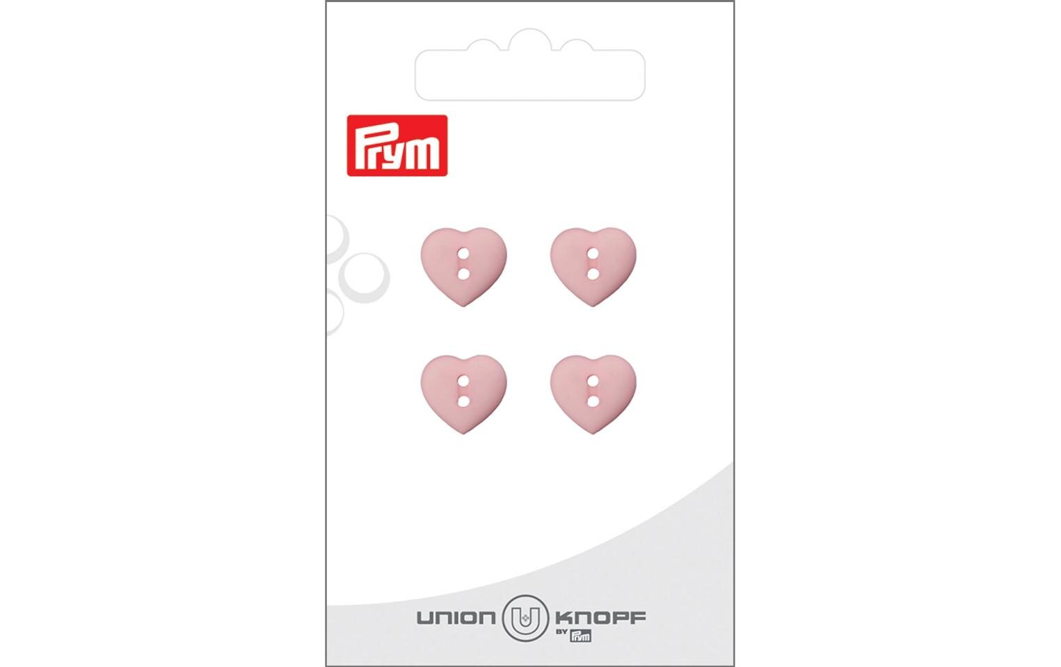 Prym Union Knopf Knöpfe Herz 12 mm, 4 Stück, Rosa