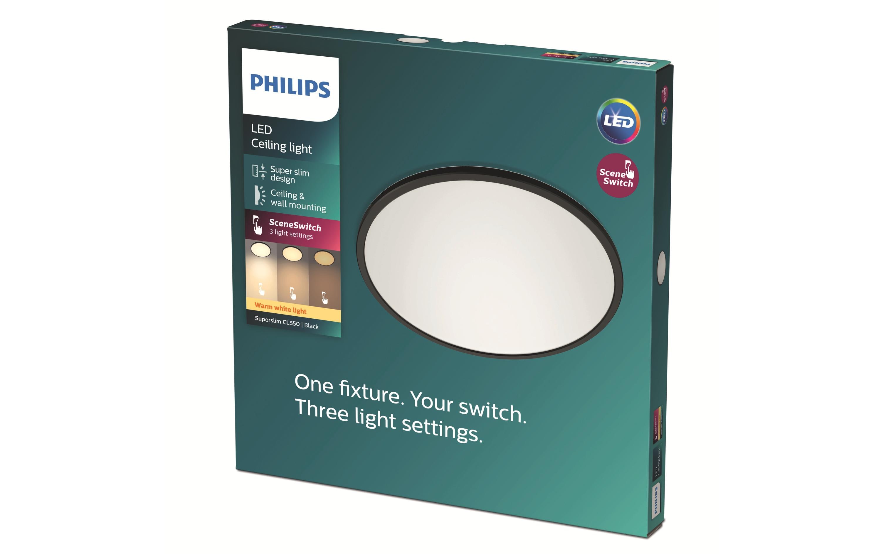 Philips Deckenleuchte LED SceneSwitch CL550 1500 lm 2700K, Schwarz