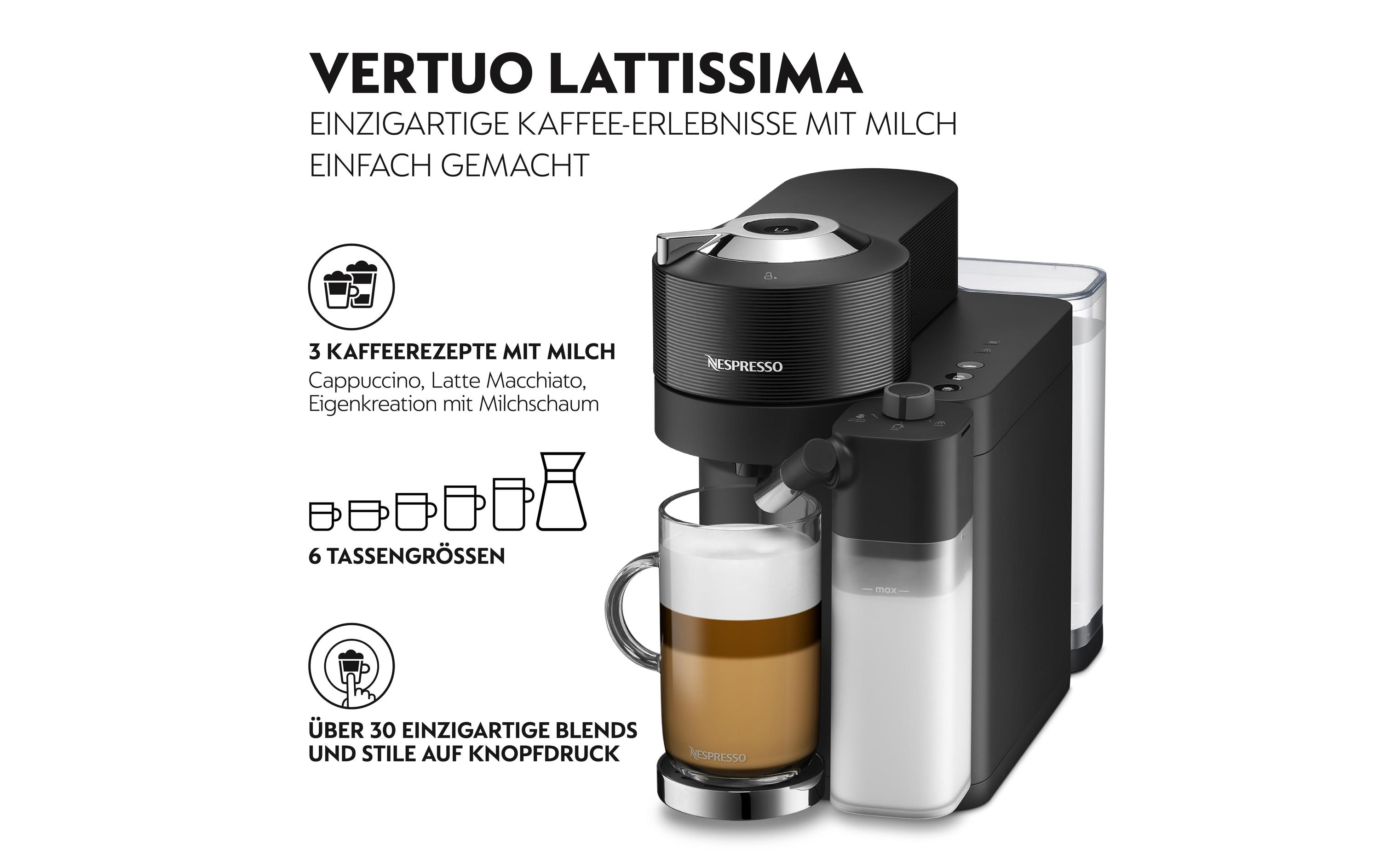 De'Longhi Kaffeemaschine Nespresso Vertuo Lattissima ENV300.B Schwarz