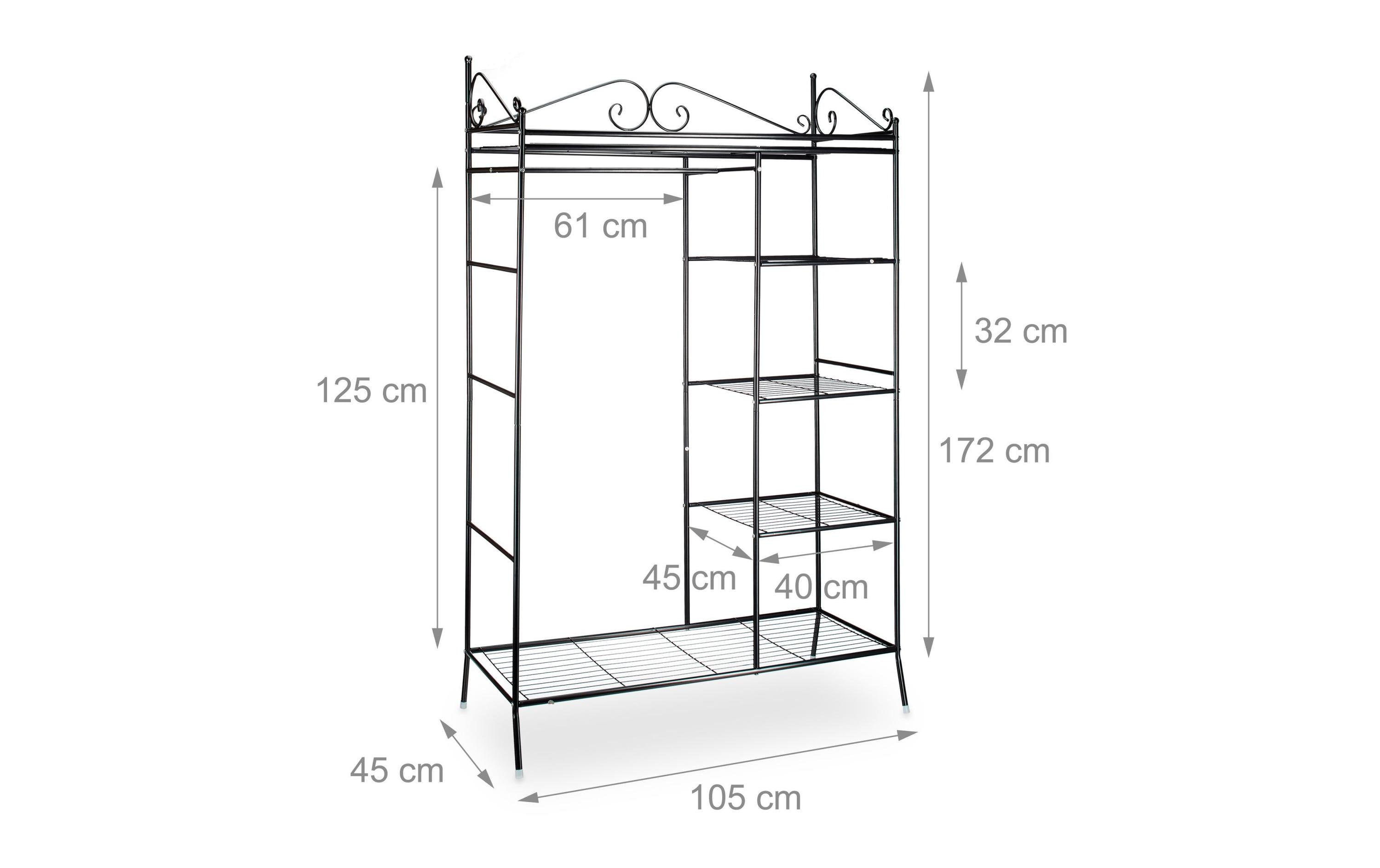 relaxdays Garderobenständer Country 172 x 105 x 45 cm, Schwarz/Weiss