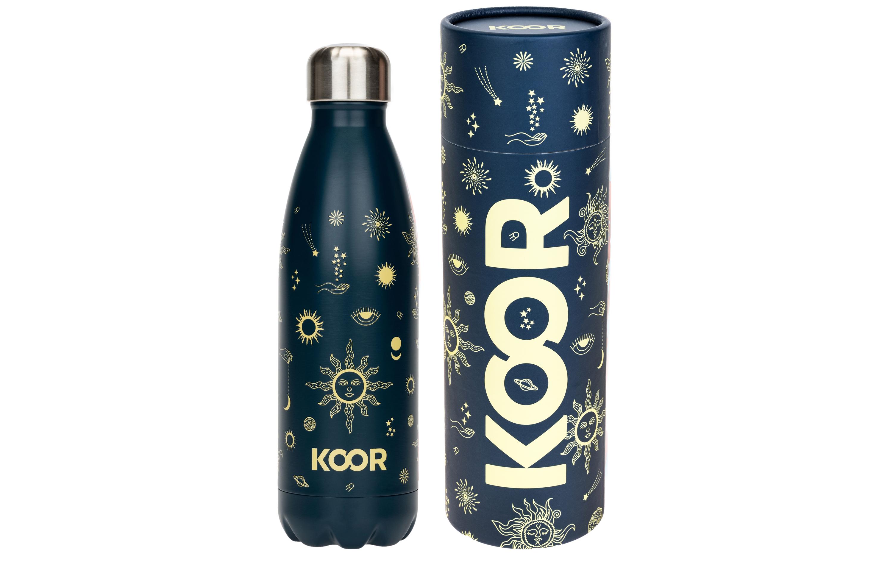 KOOR Picknickdecke 200 x 250 cm und Trinkflasche 500 ml Onda-Blu