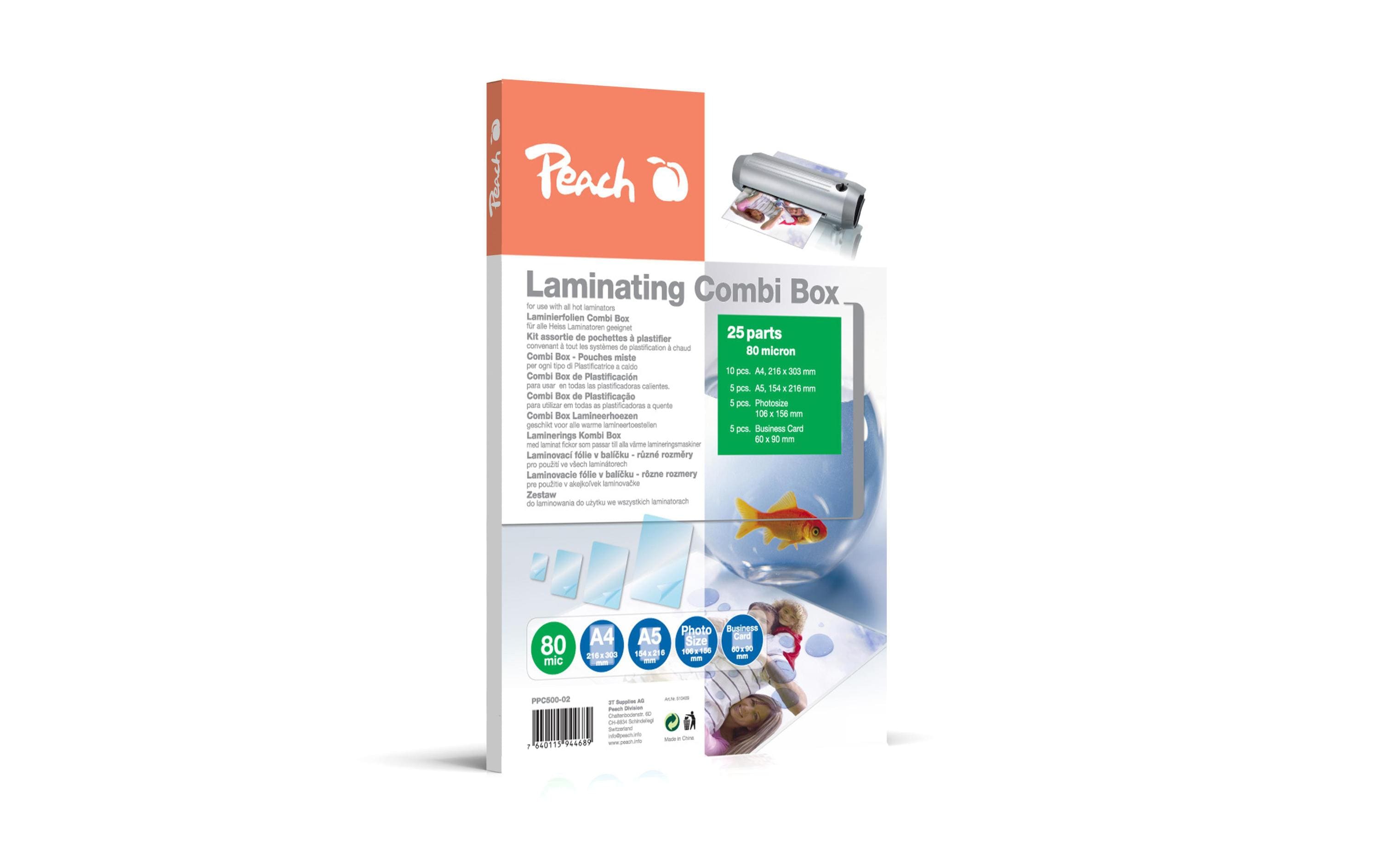 Peach Laminierfolie Combi Box 80 µm, 25 Stück, Glänzend