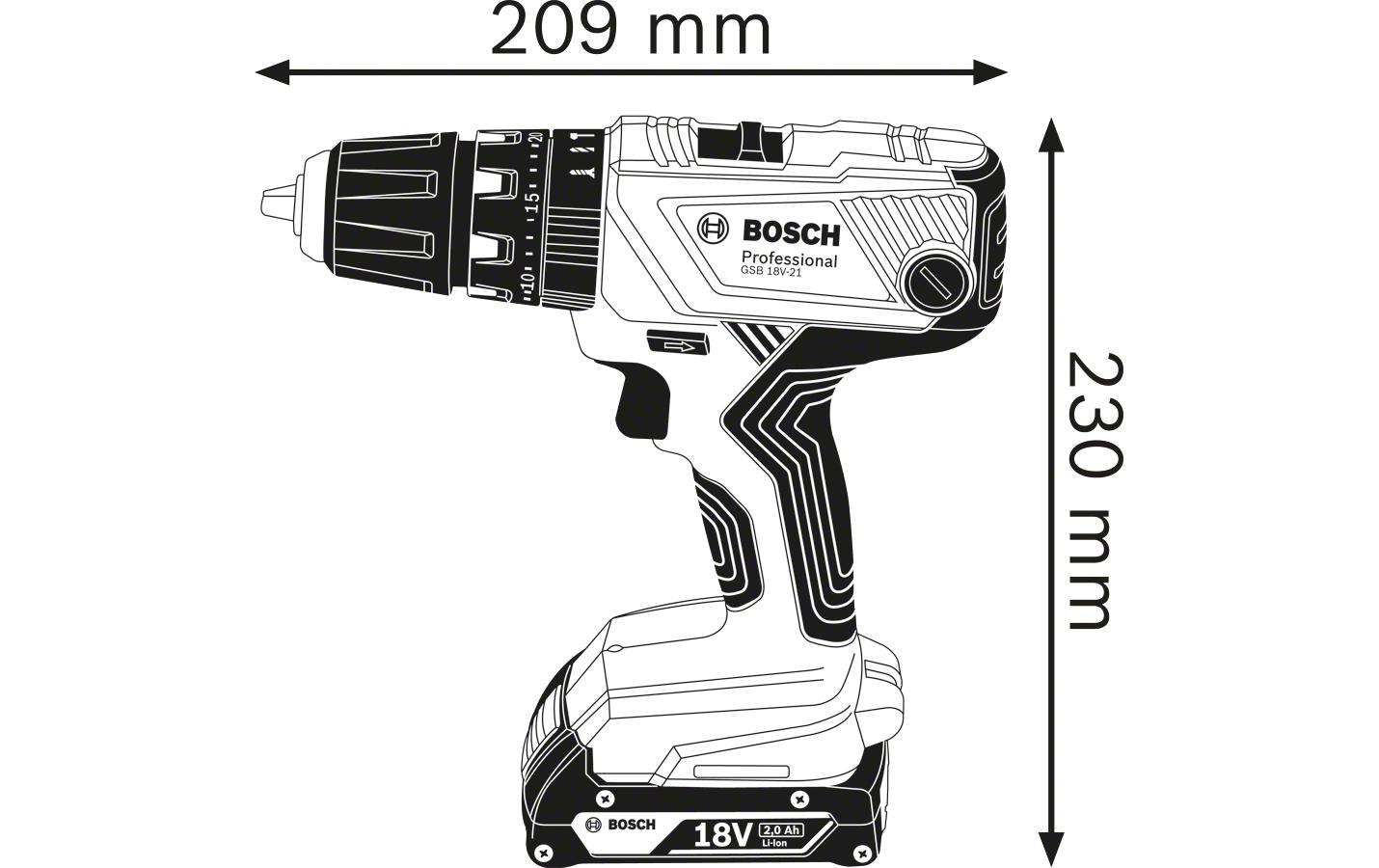 Bosch Professional Akku-Schlagbohrschrauber GSB 18 V-21 Kit