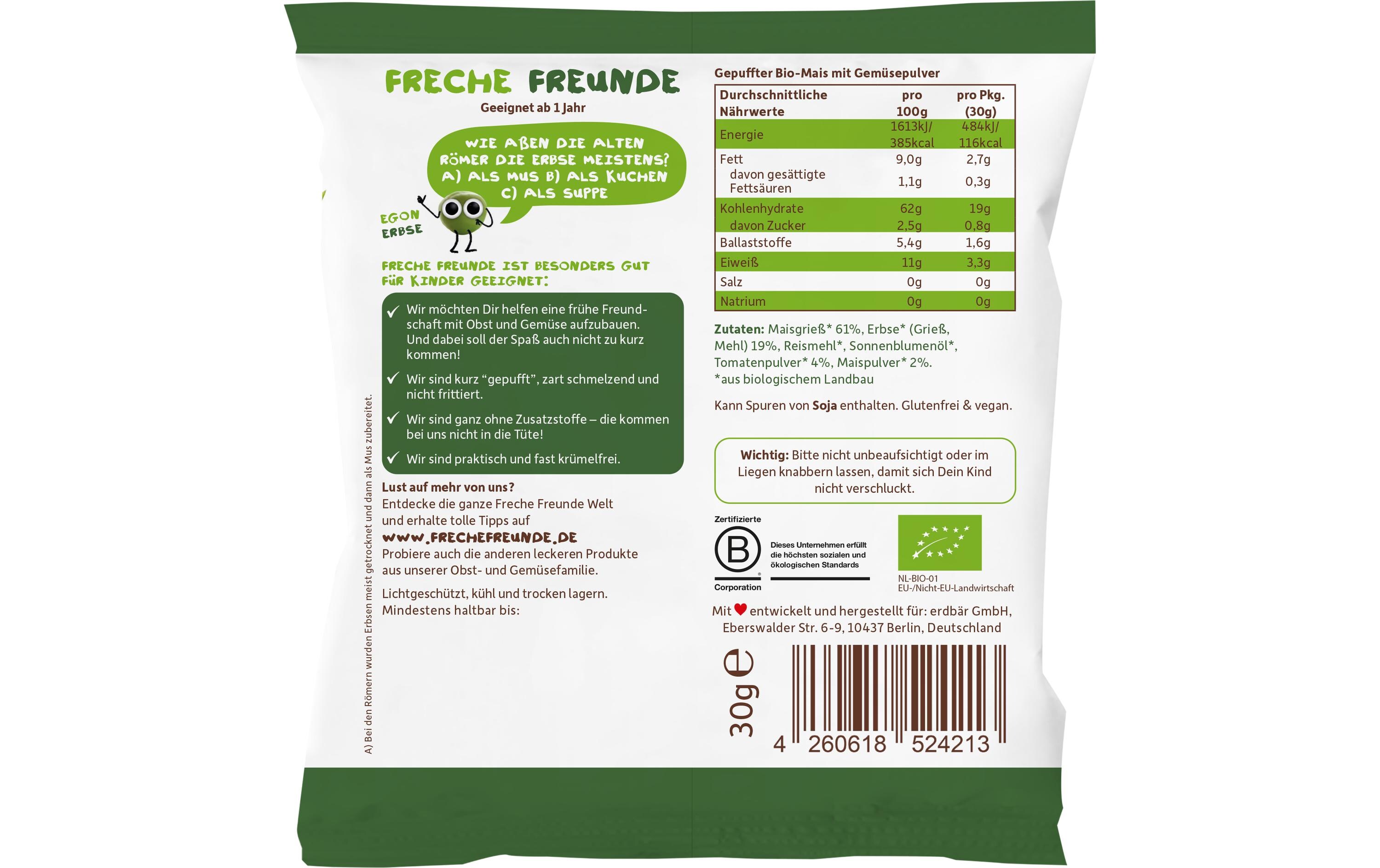 Freche Freunde Knabberspass Knusper-Sticks Dreierlei Gemüse 30 g